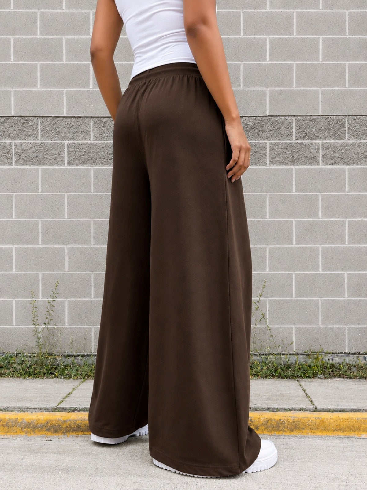 TeenTrums Girls Wide Leg Pleated Track Pants - Brown