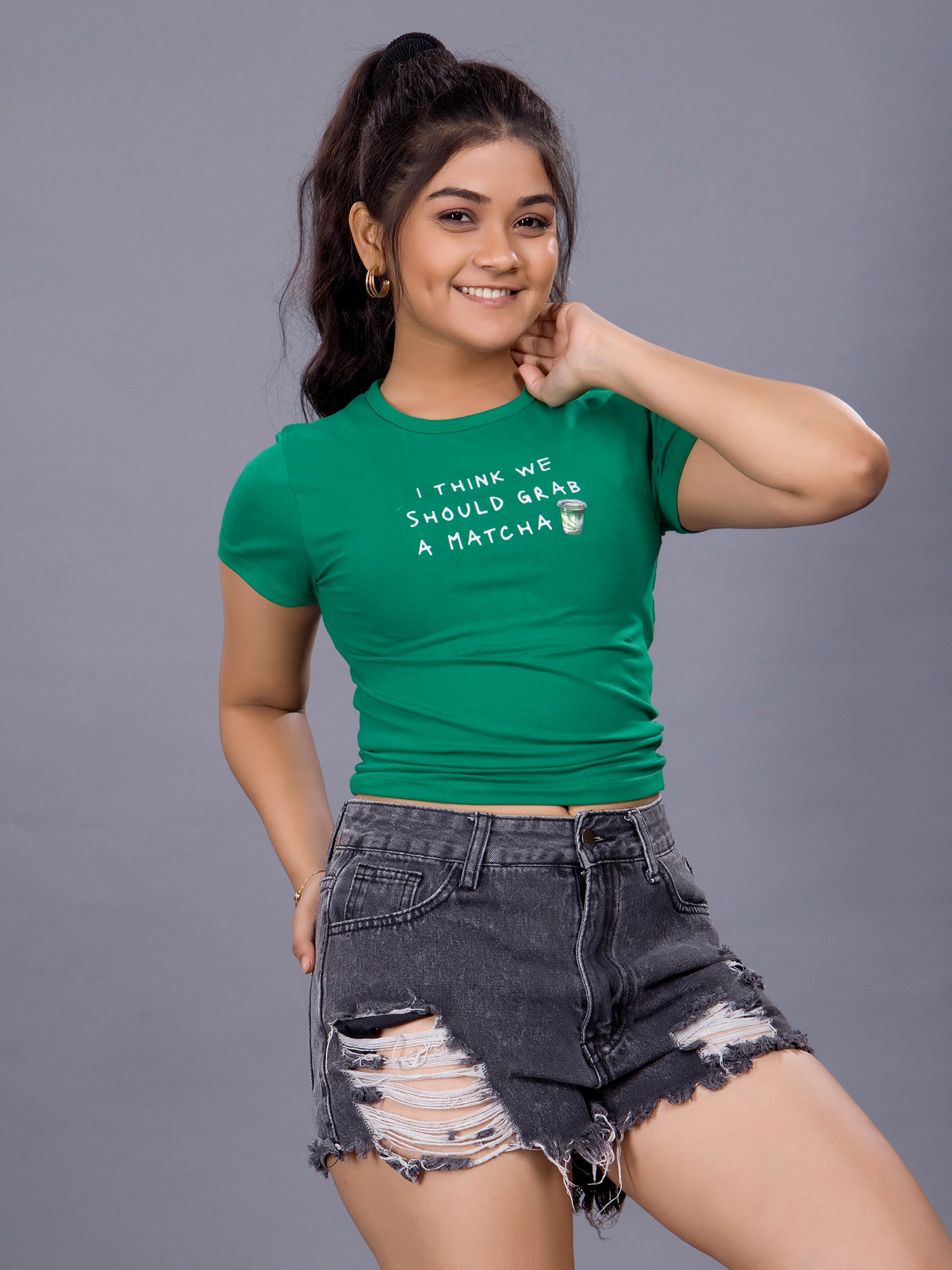 Girls Grab a Matcha Tee - Green