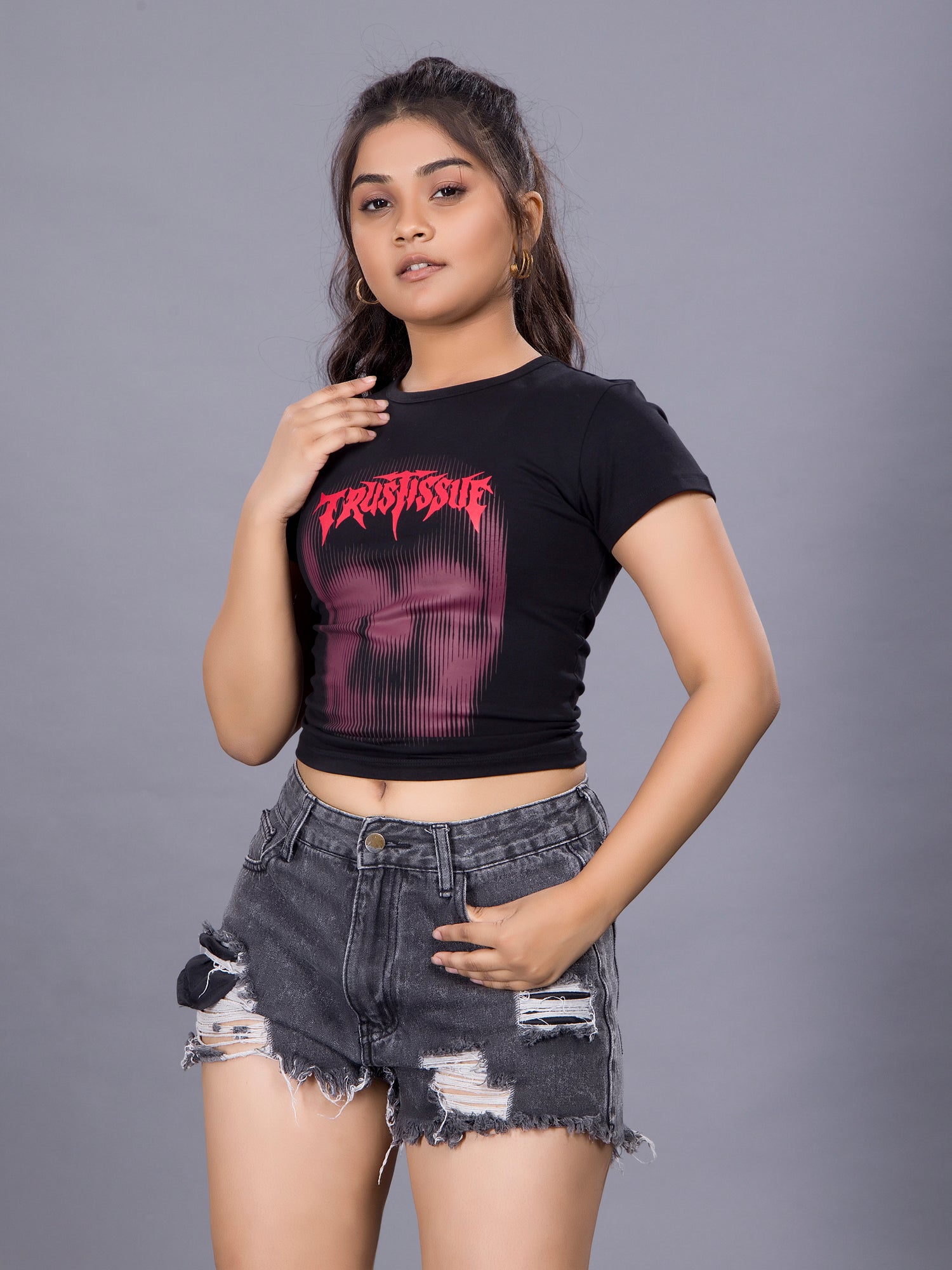Girls Trust Issues Skull Tee - Black