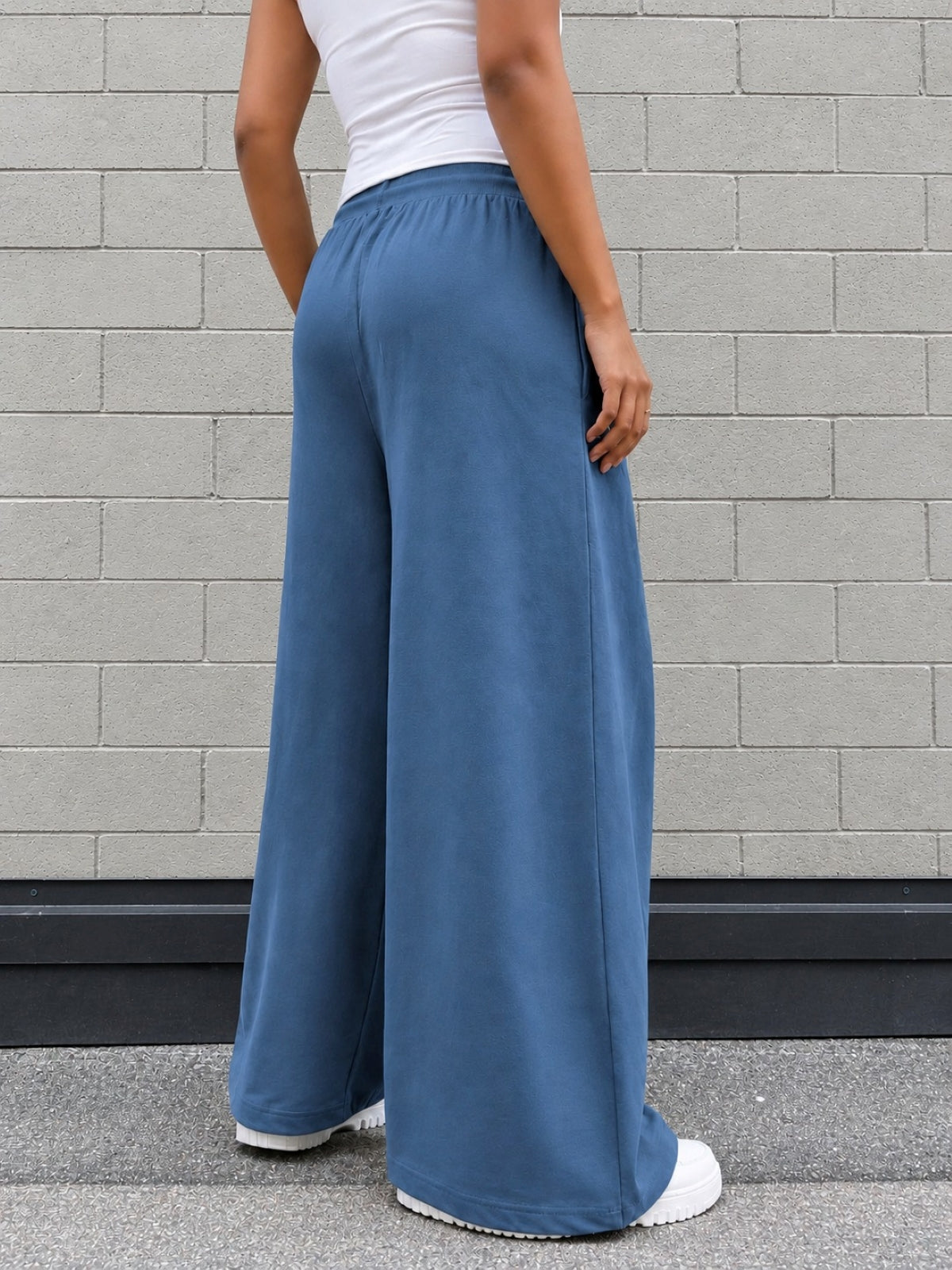 TeenTrums Girls Wide Leg Pleated Track Pants - Blue