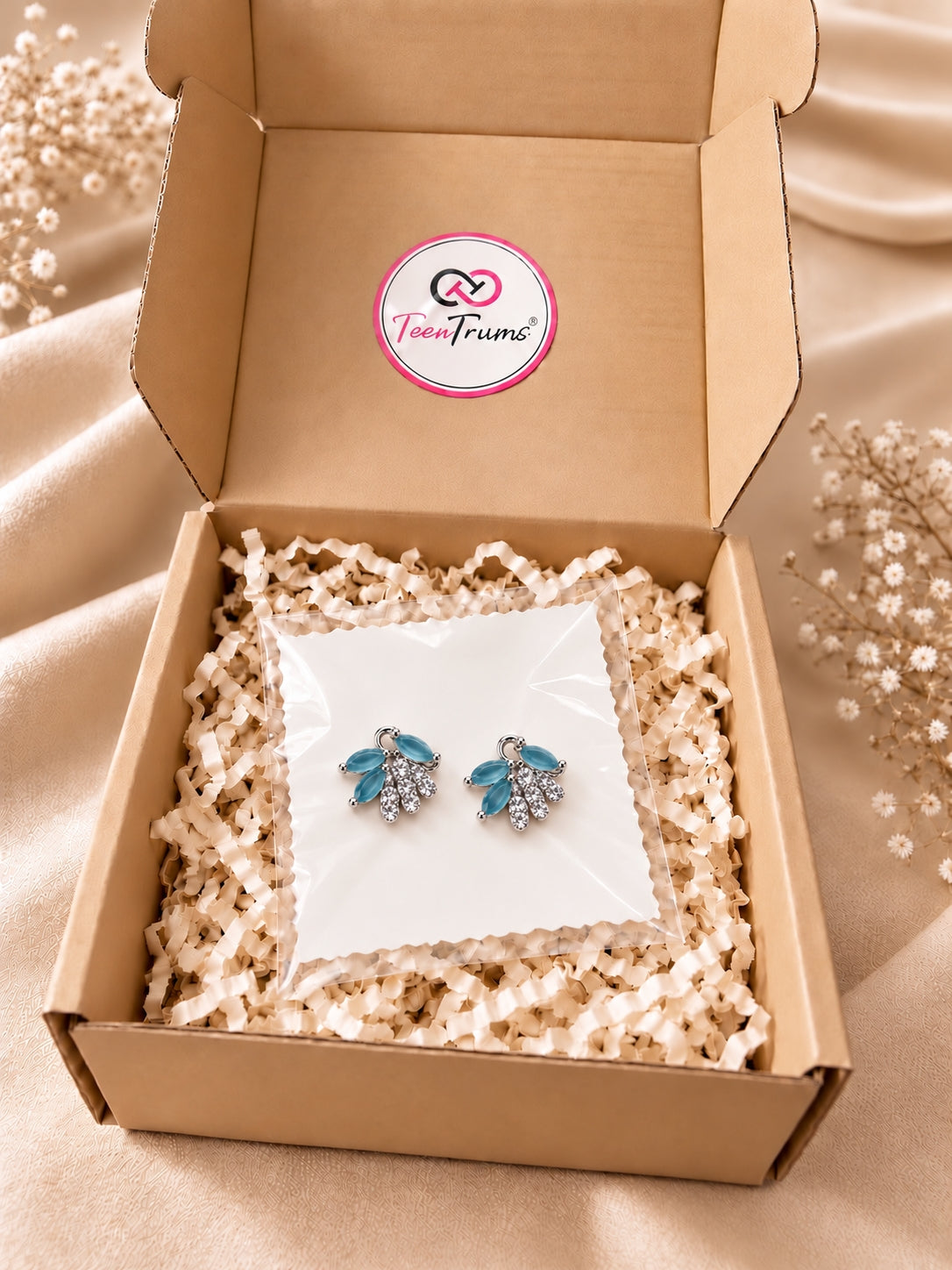 Crystal Cascade Earrings- Azure Blue