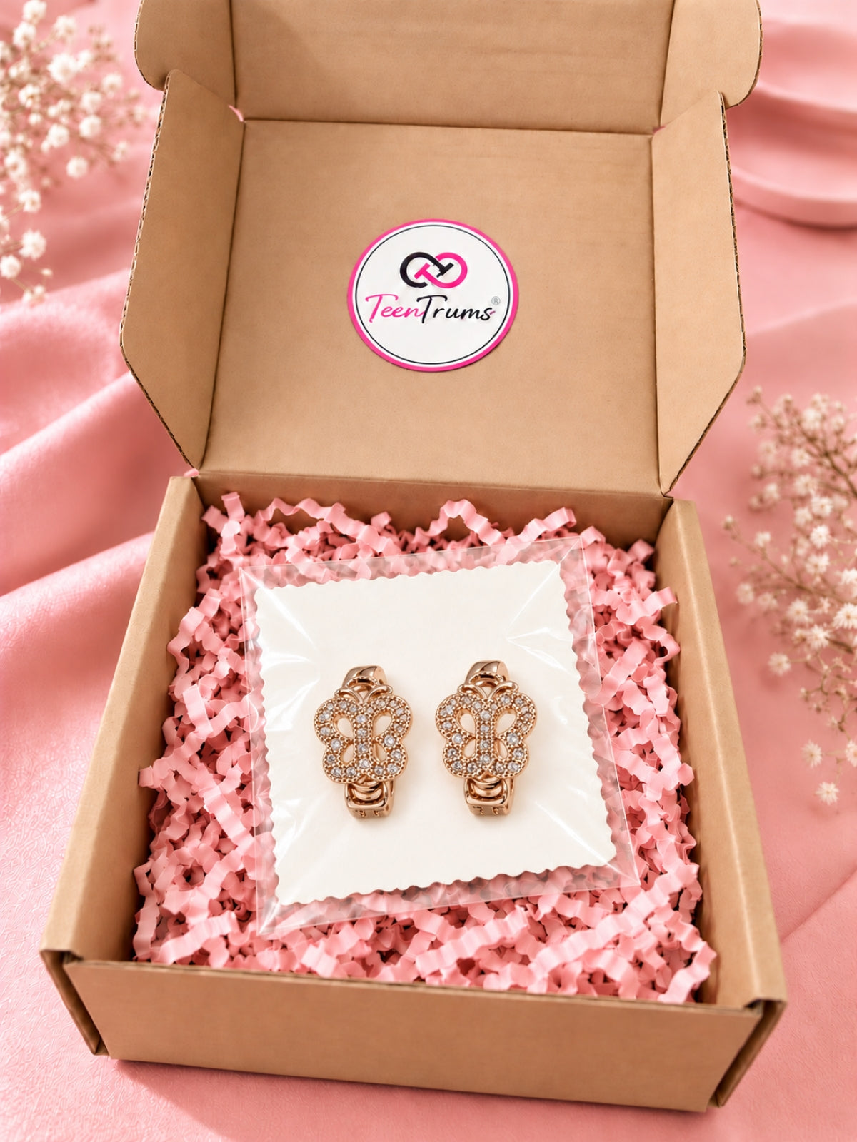 Gold Crystal Earrings- Butterfly