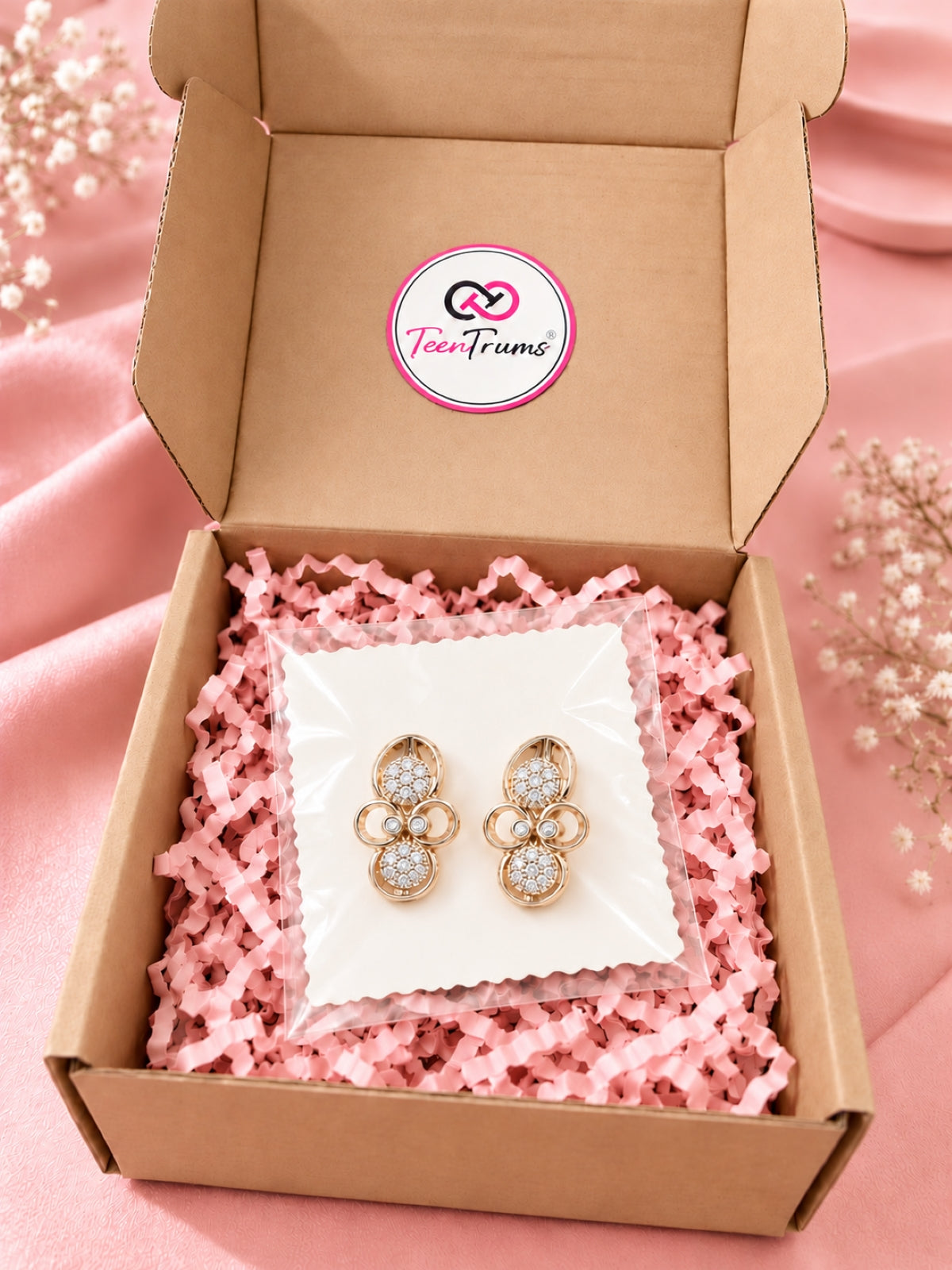 Gold Crystal Earrings- Circles