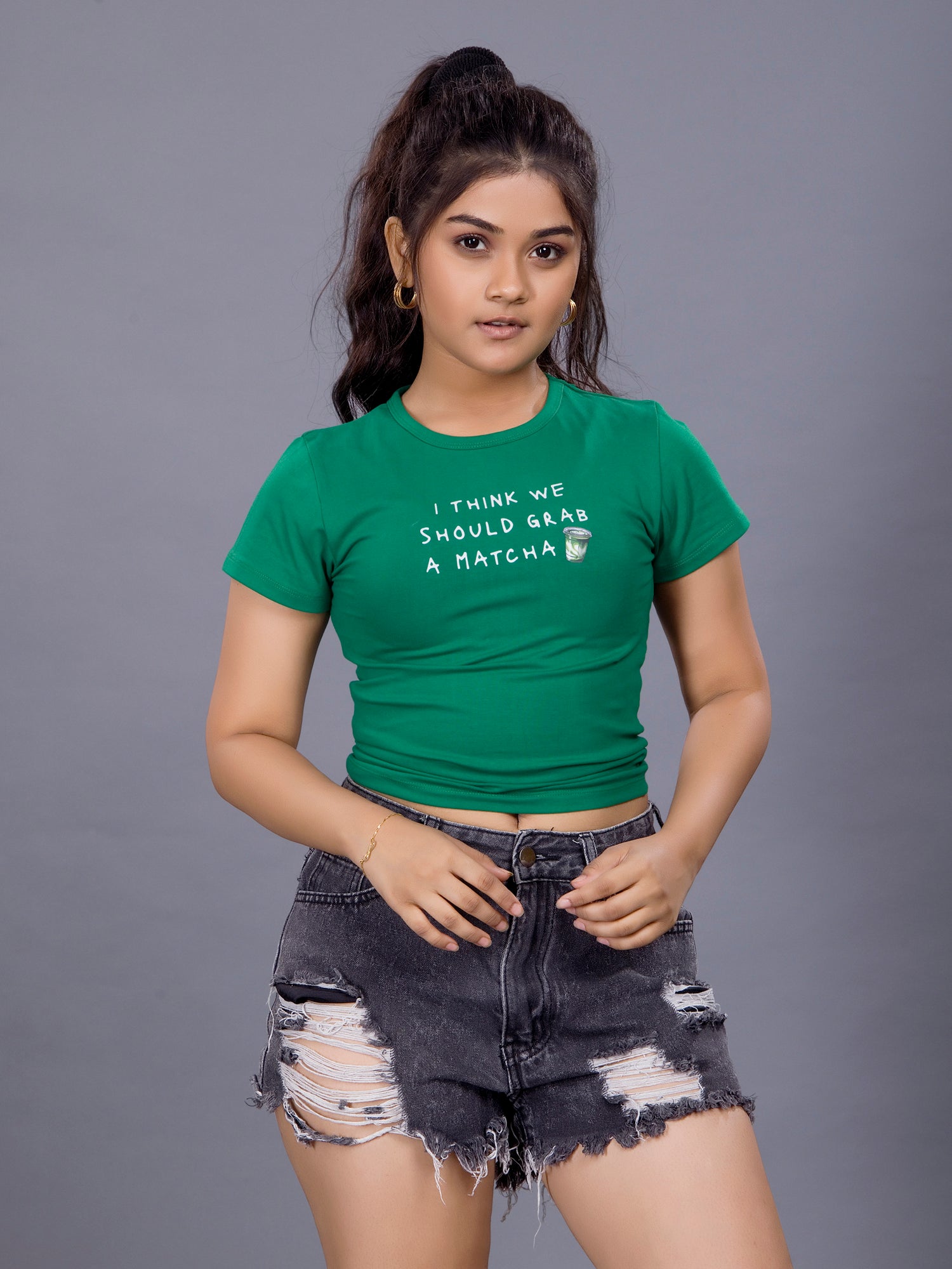 Girls Grab a Matcha Tee - Green