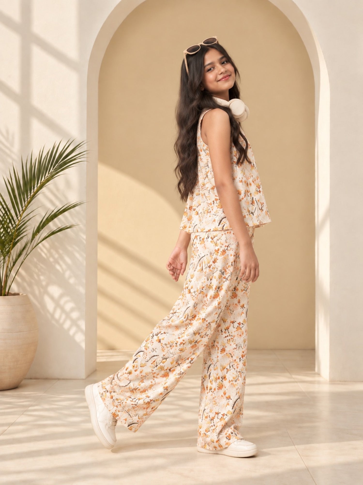 Daffodils Print Co-ord Set- White