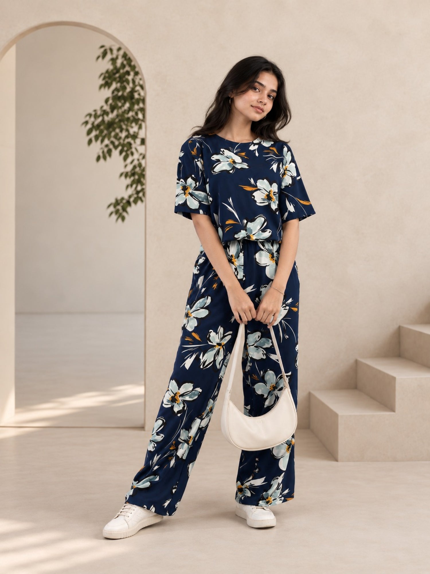Crocus Print Co-Ord set - Navy