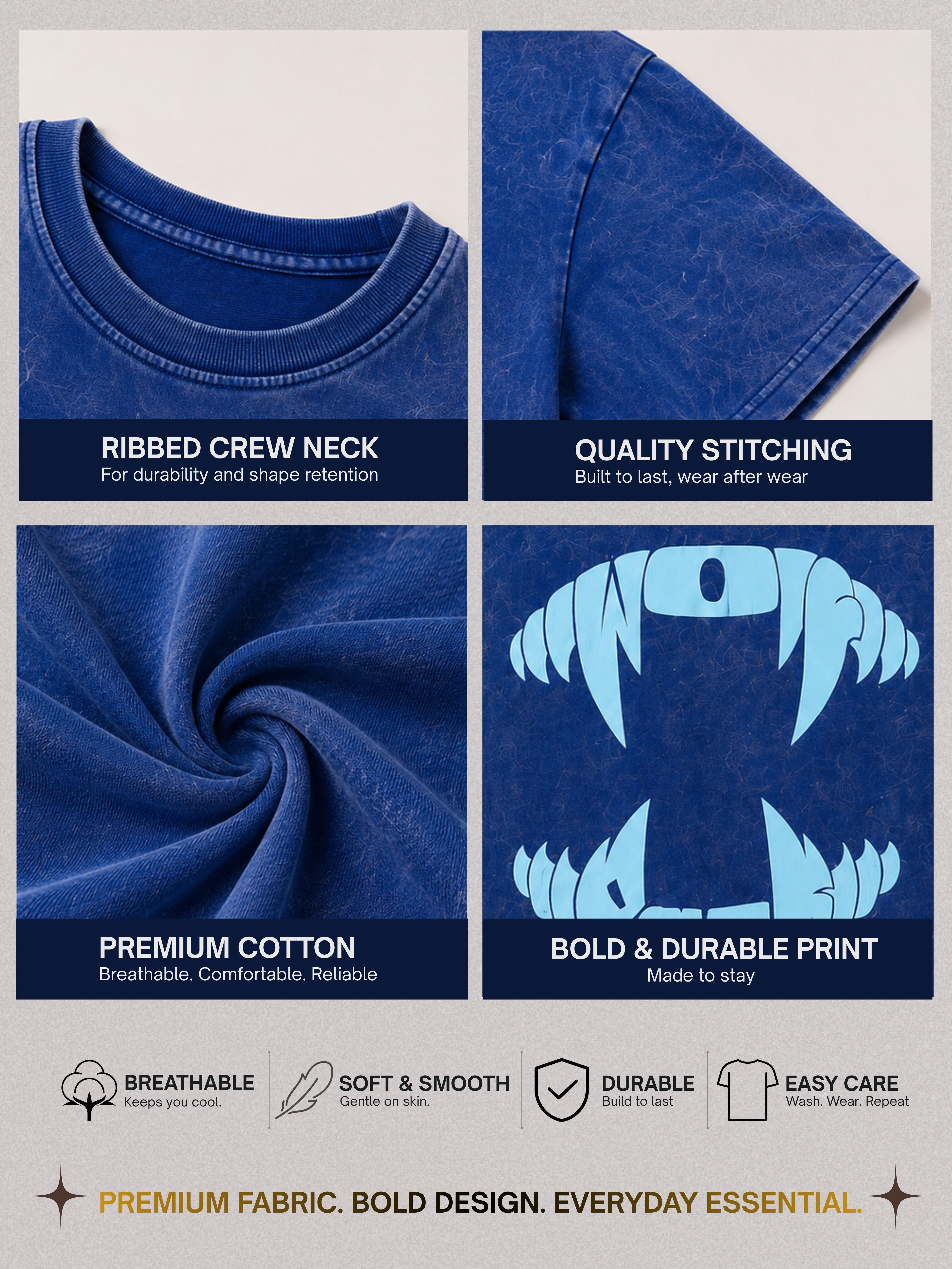 TeenTrums Boys Washed Graphic T-shirt - Navy