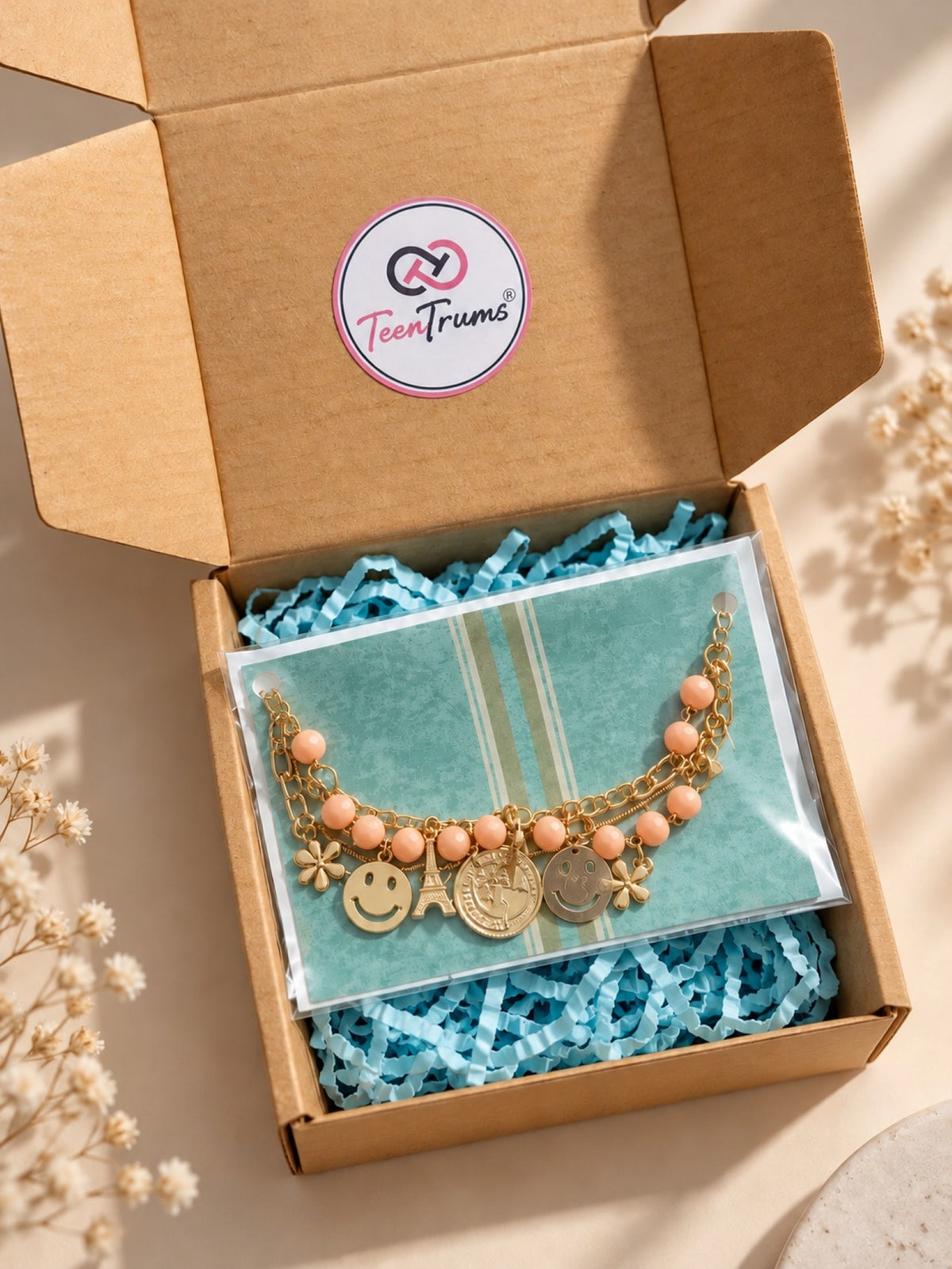 Girls Multi Layered Bracelet - Peach
