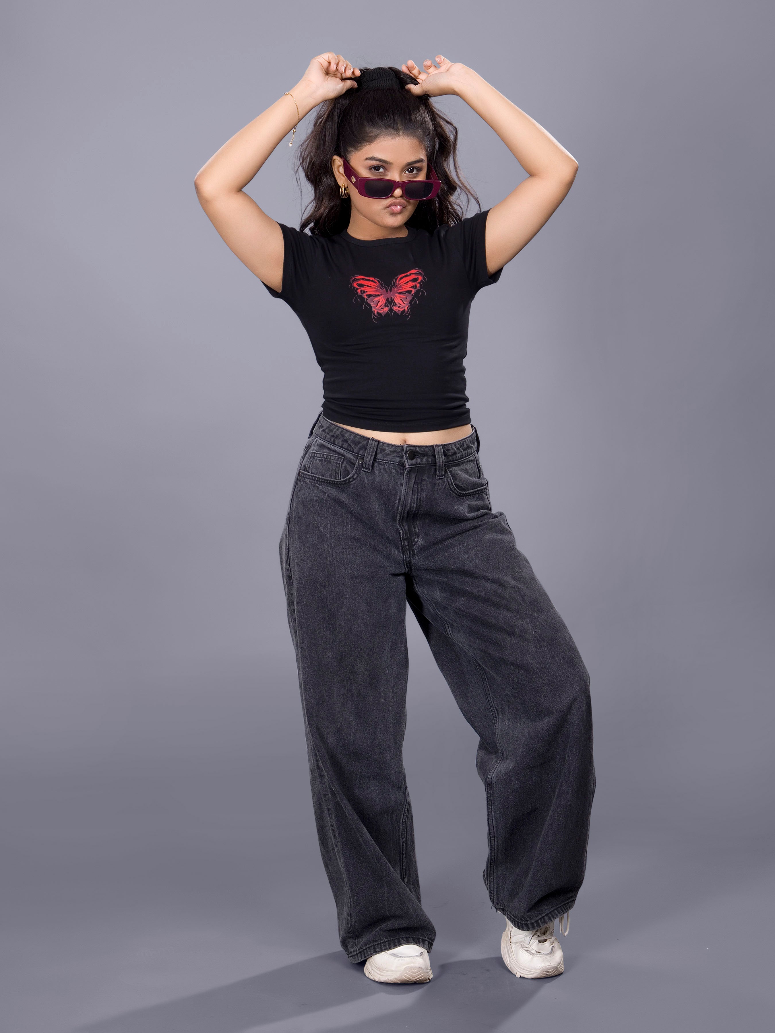 Girls Crimson Chaos Butterfly Tee - Black