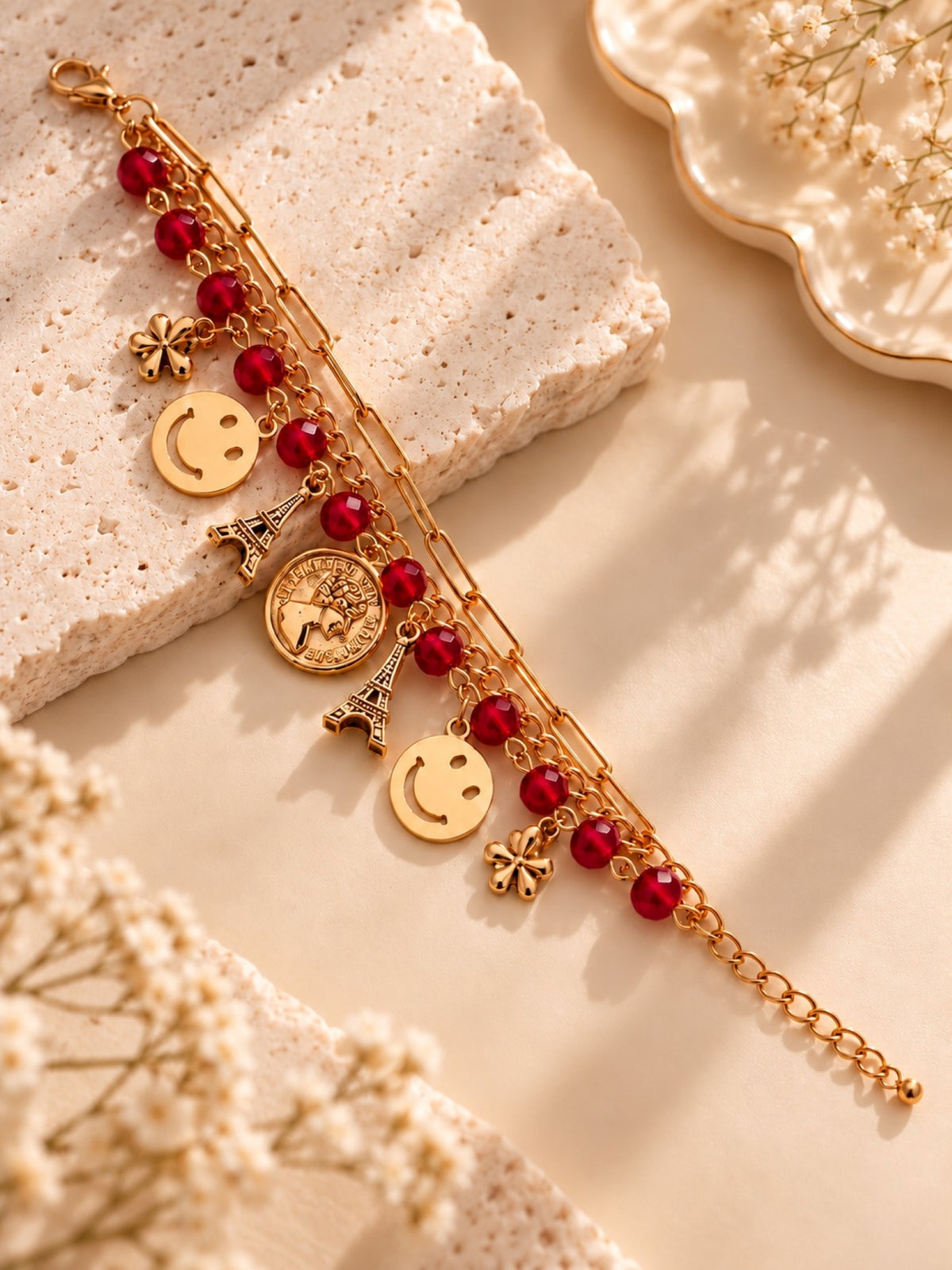 Girls Multi Layered Bracelet - Red