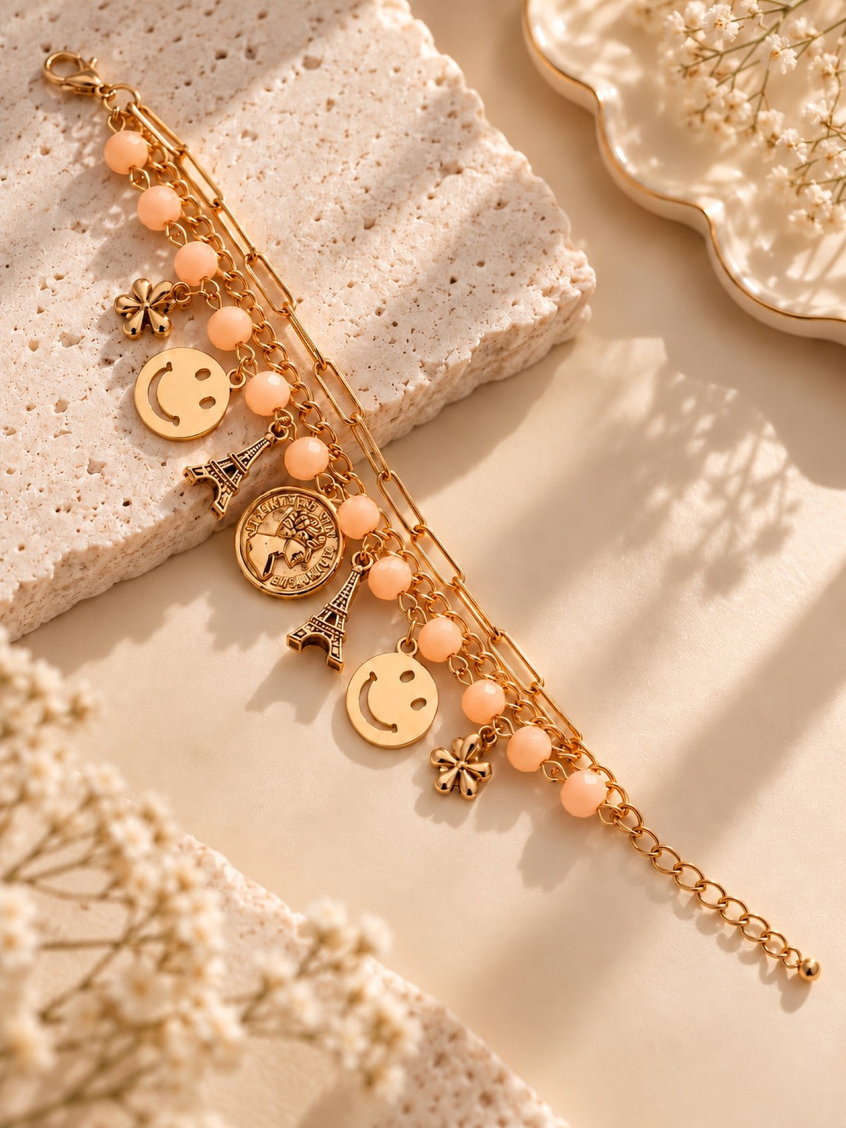 Girls Multi Layered Bracelet - Peach