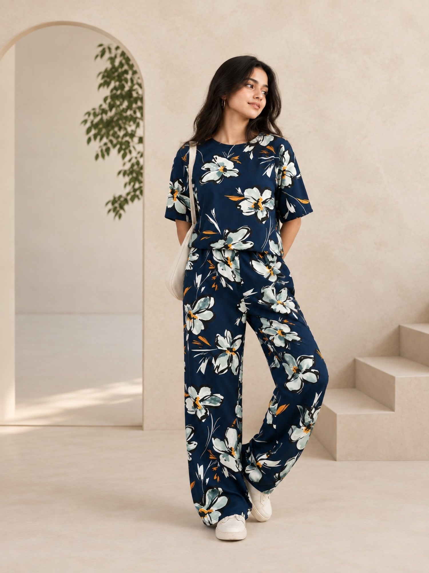 Crocus Print Co-Ord set - Navy