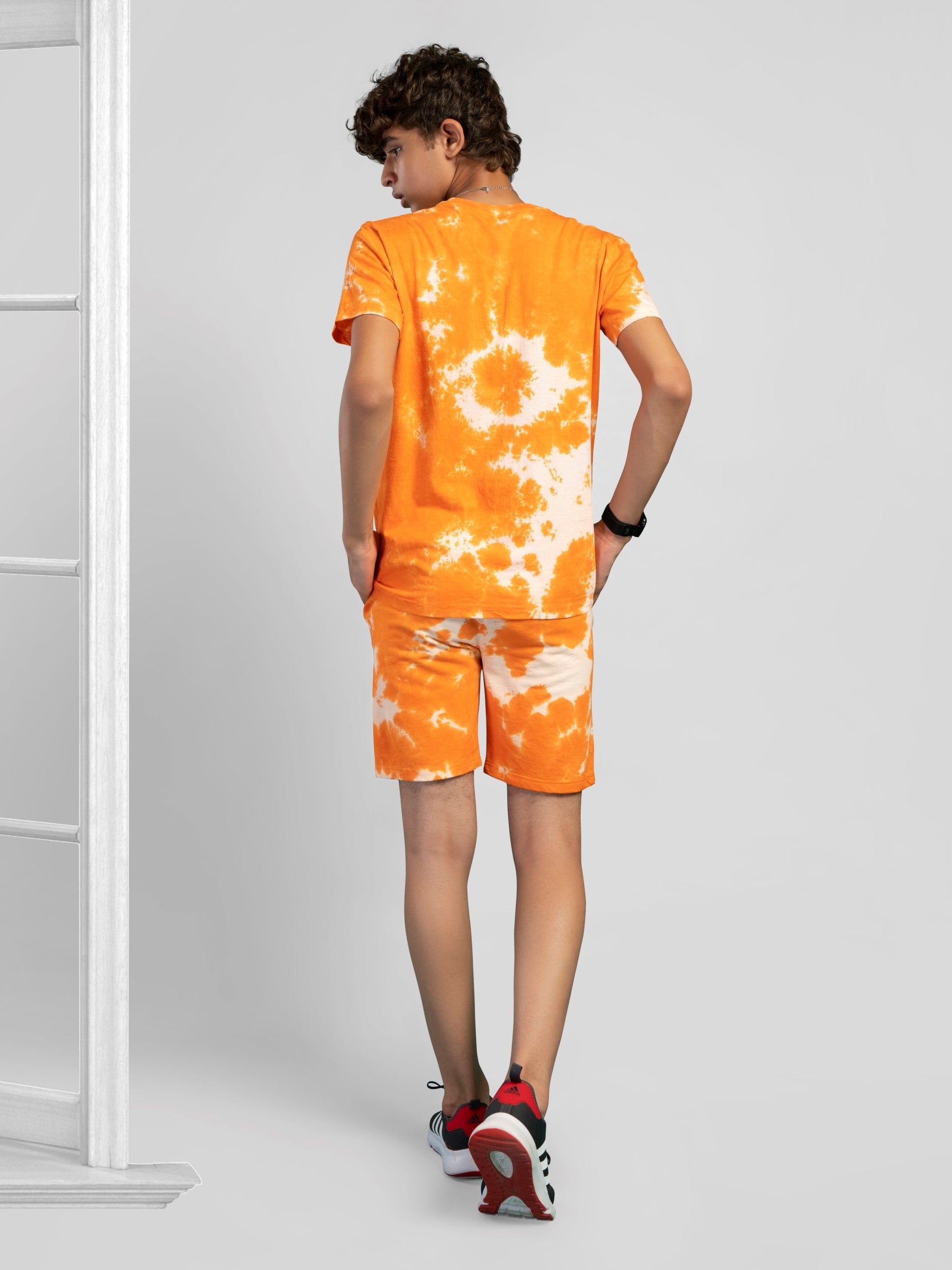 TeenTrums Boys 100% Cotton Orange Zest Tie Dye Co-ord set