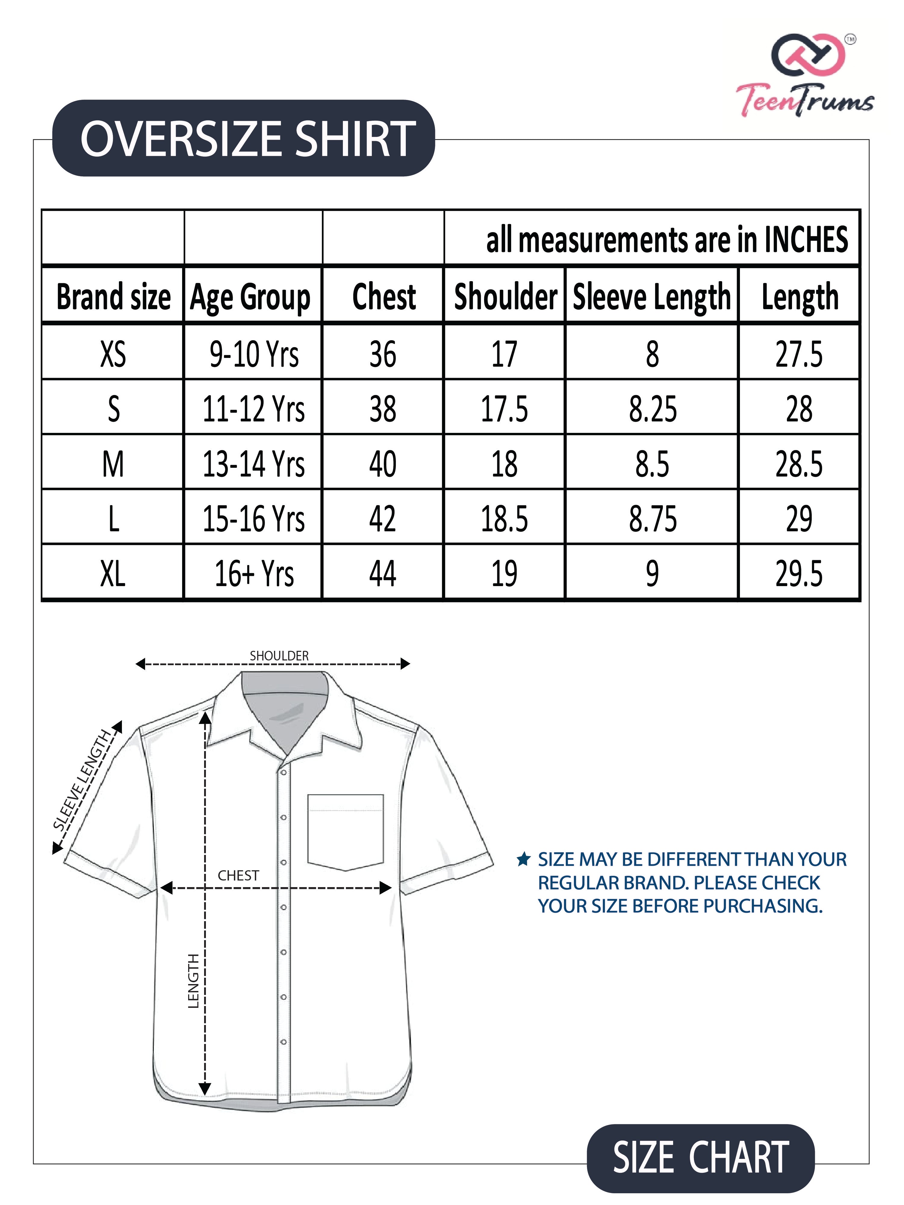 TeenTrums Boys Lt. weight Vintage Print Short Sleeve Oversized Shirt - Blue