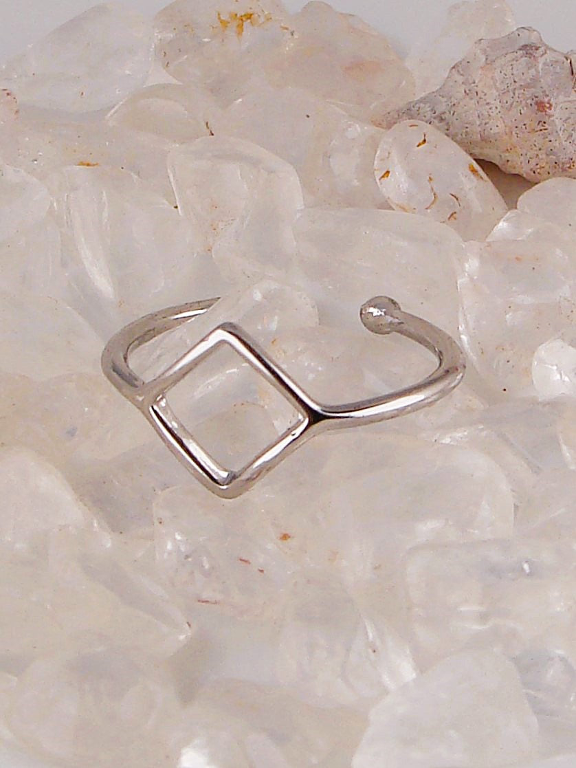 Girls Adjustable Rhombic Ring - Silver