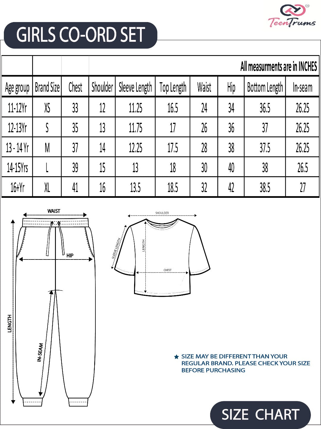 TeenTrums Girls Wild & Blue Print Co-ord Set-Blue