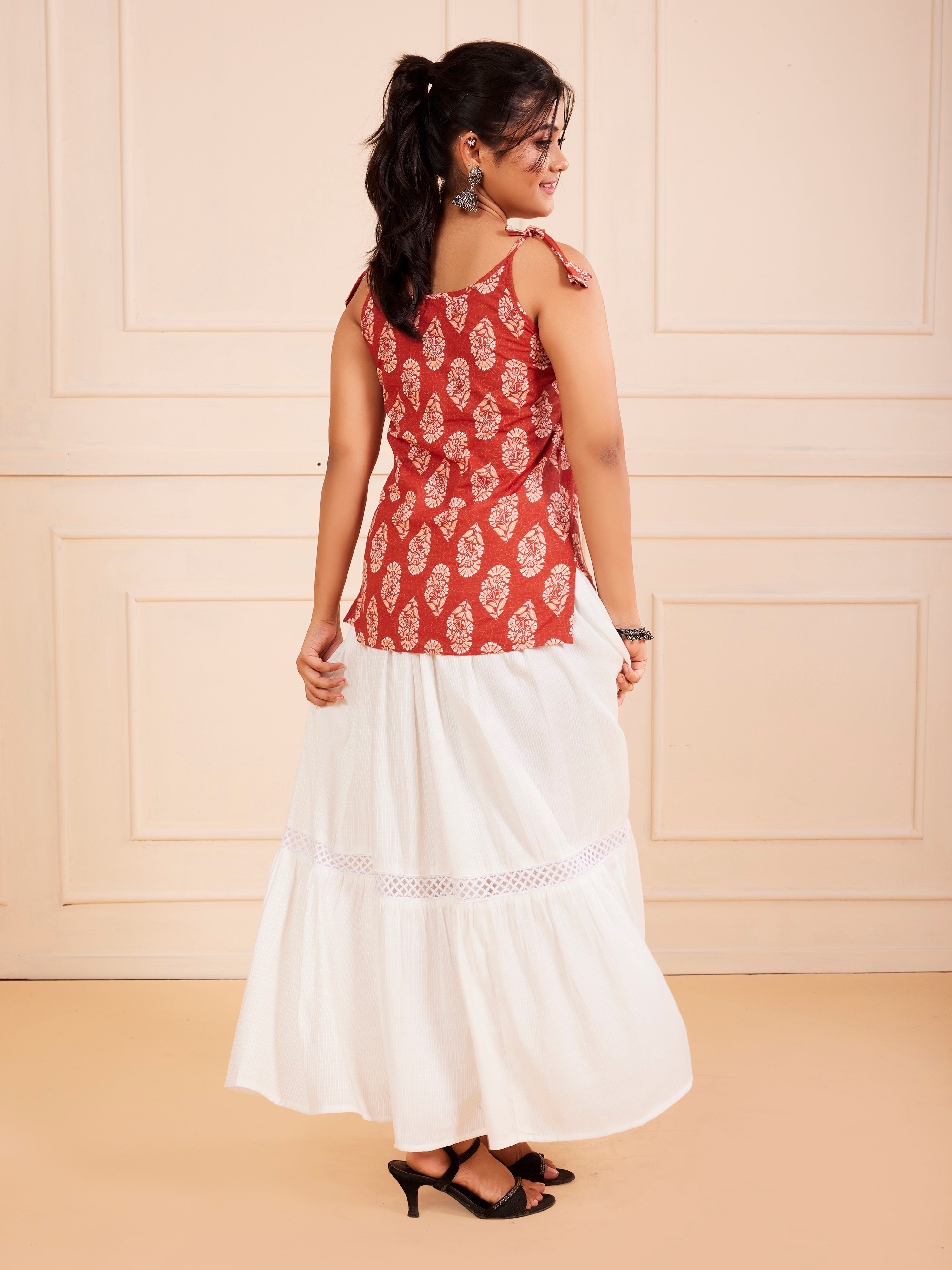 TeenTrums Girls Flared Maxi Skirt - White