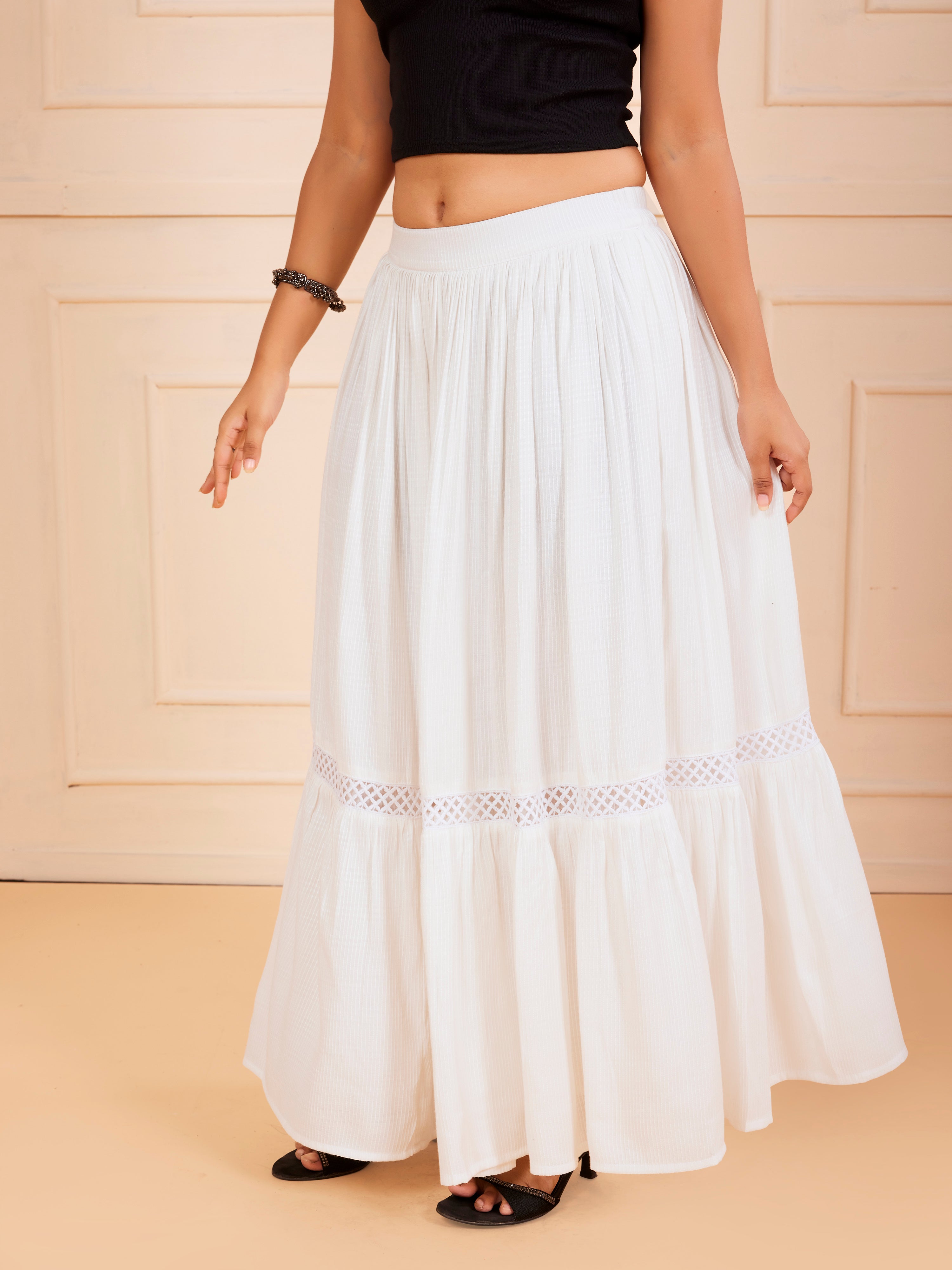 TeenTrums Girls Flared Maxi Skirt - White
