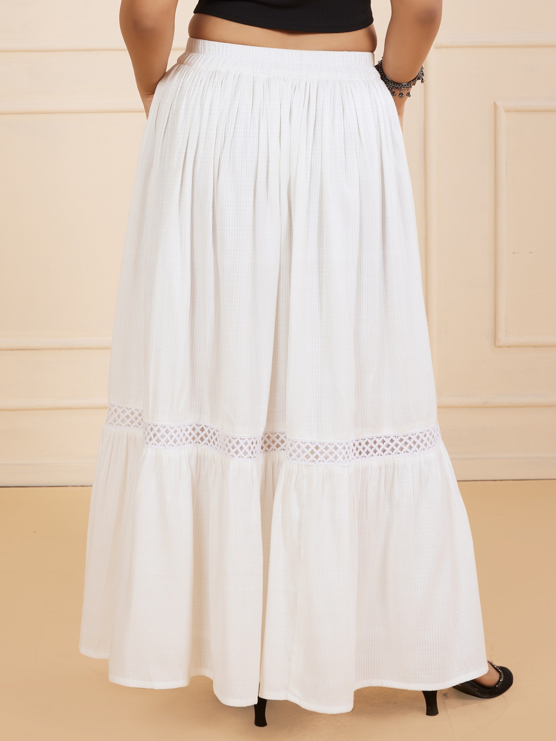 TeenTrums Girls Flared Maxi Skirt - White