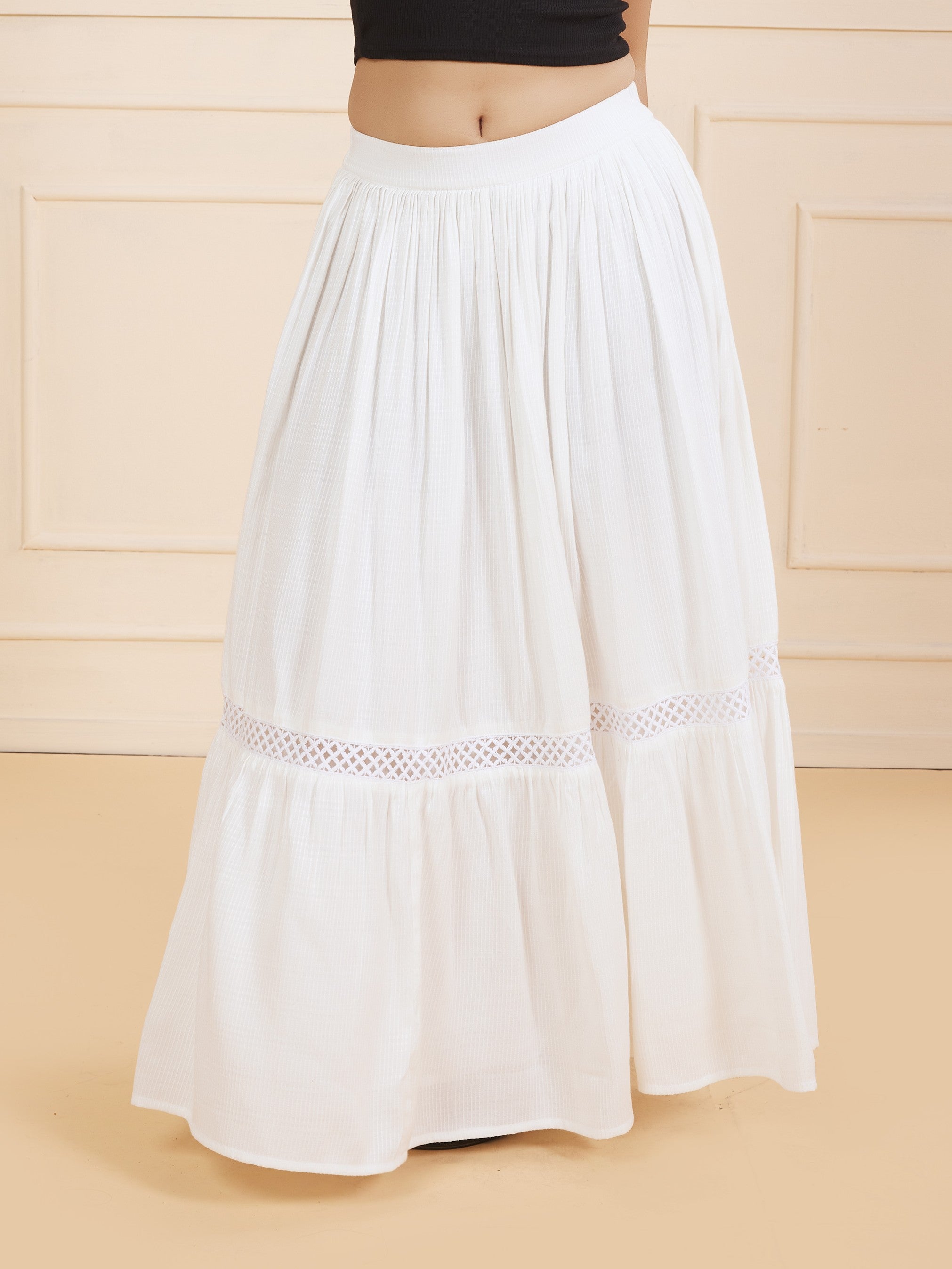 TeenTrums Girls Flared Maxi Skirt - White