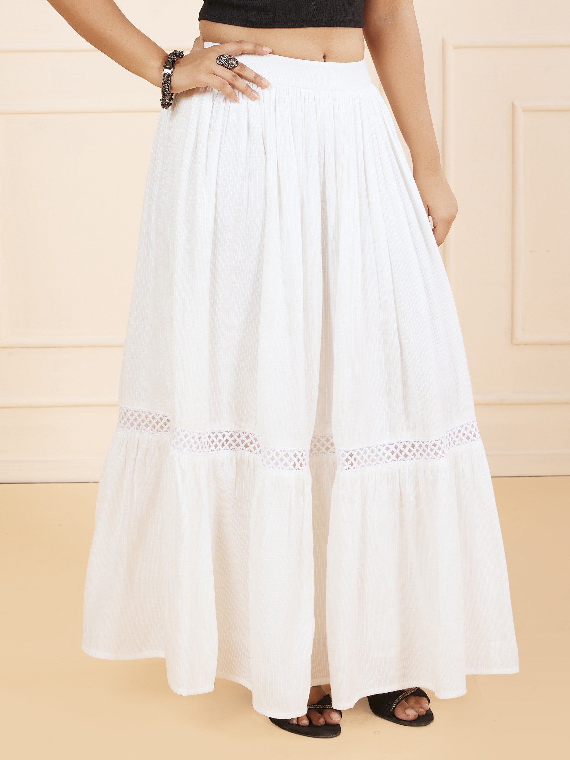 TeenTrums Girls Flared Maxi Skirt - White