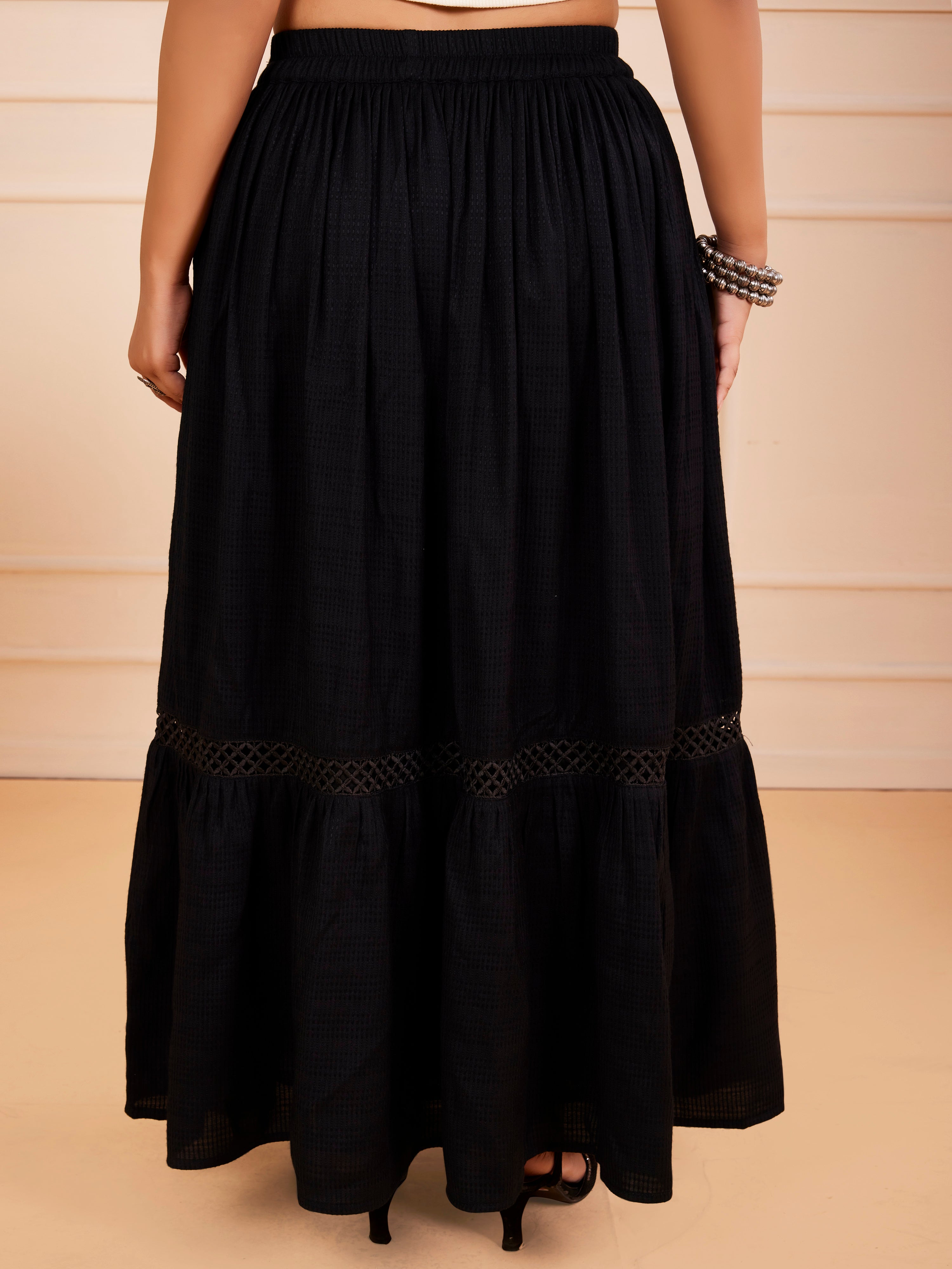 Girls Flared Maxi Skirt - Black