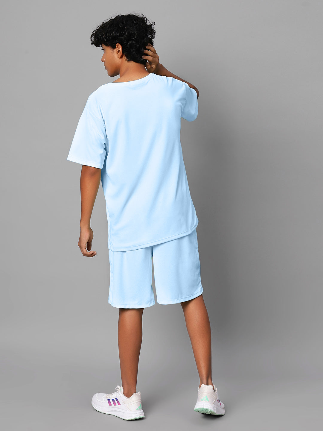 TeenTrums Boys Graphic Tshirt and Shorts Co-Ord Set (set of 2)-Blue