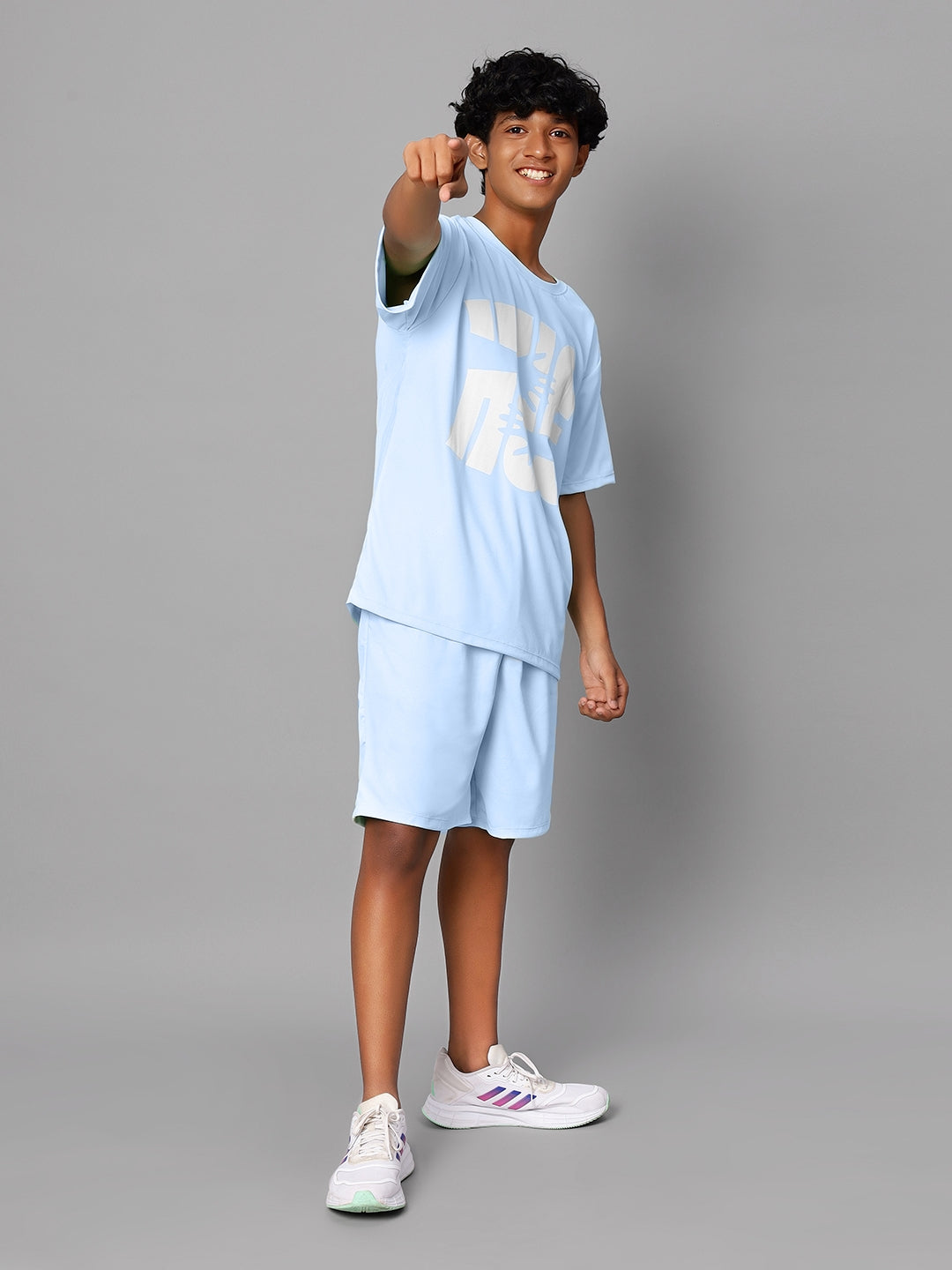 TeenTrums Boys Graphic Tshirt and Shorts Co-Ord Set (set of 2)-Blue