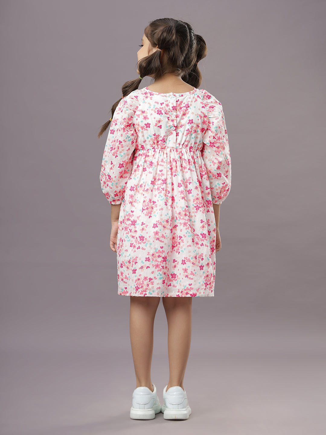 Ishki Pushki Kids Woven Dress with Butterfly Embroidery - White