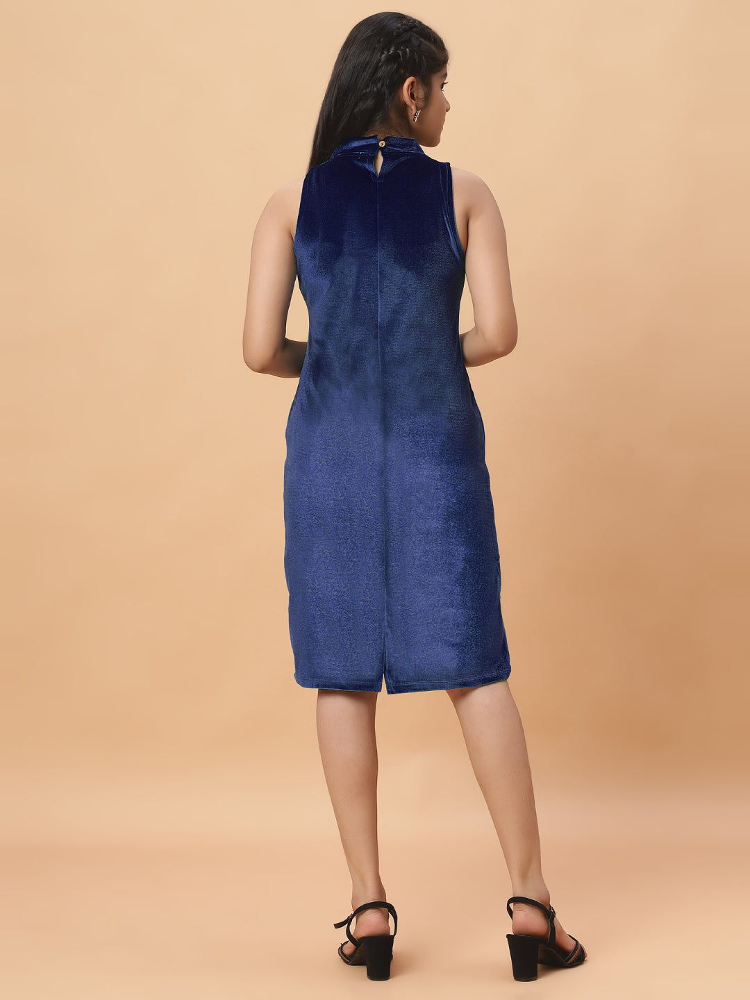 Velvet Party Dress - Navy
