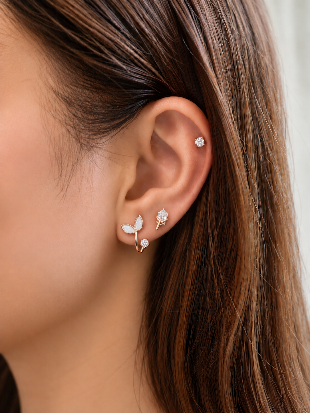 Rose Gold Celestial Bloom Earring Stack