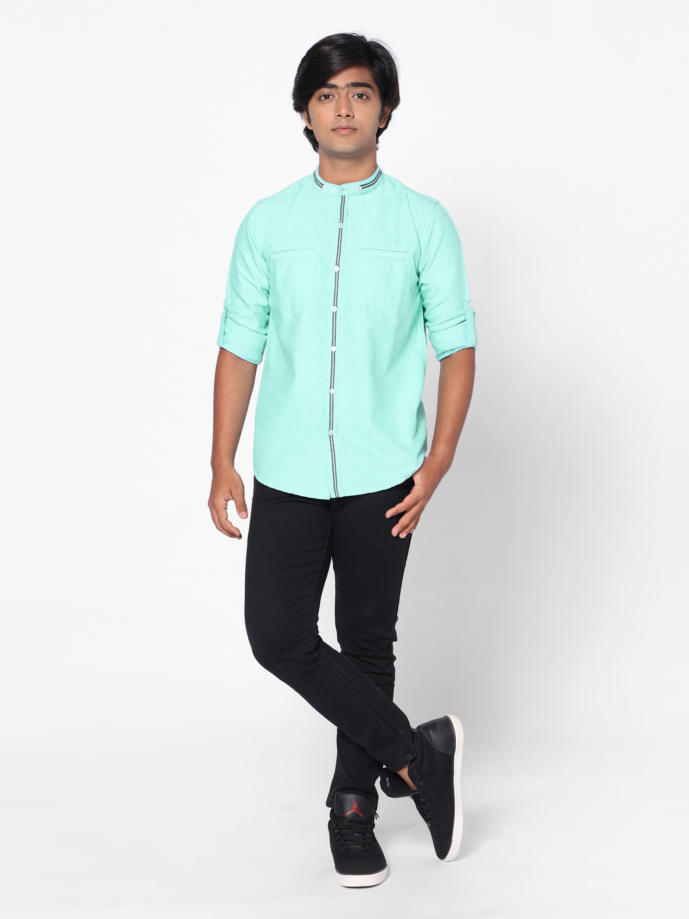 Boys Full Sleeve Oxford Shirt Teal