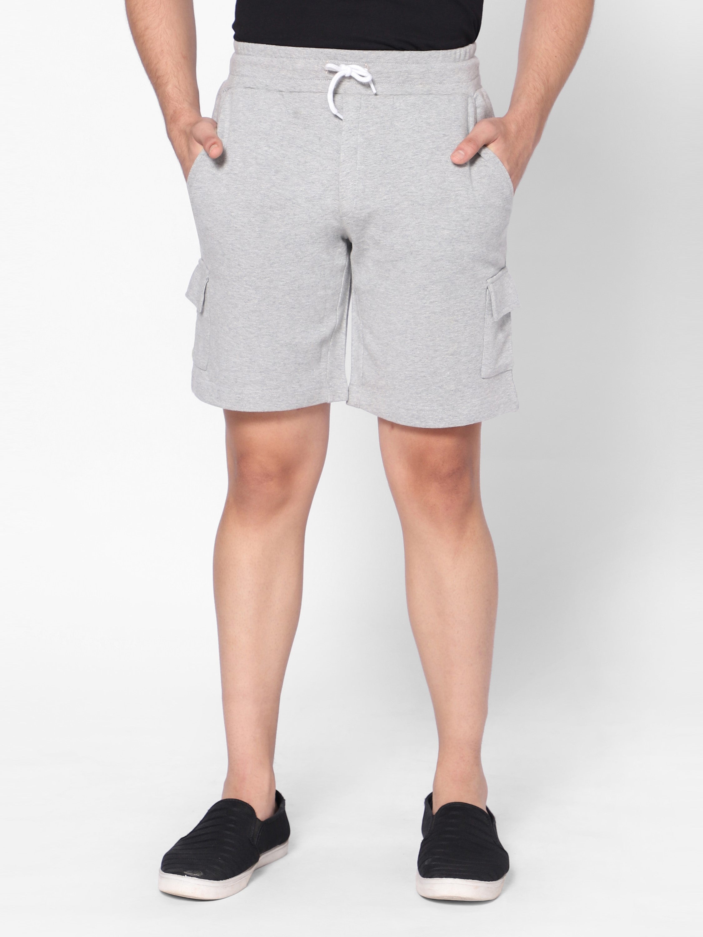 Boys Knit Shorts-Grey Melange'