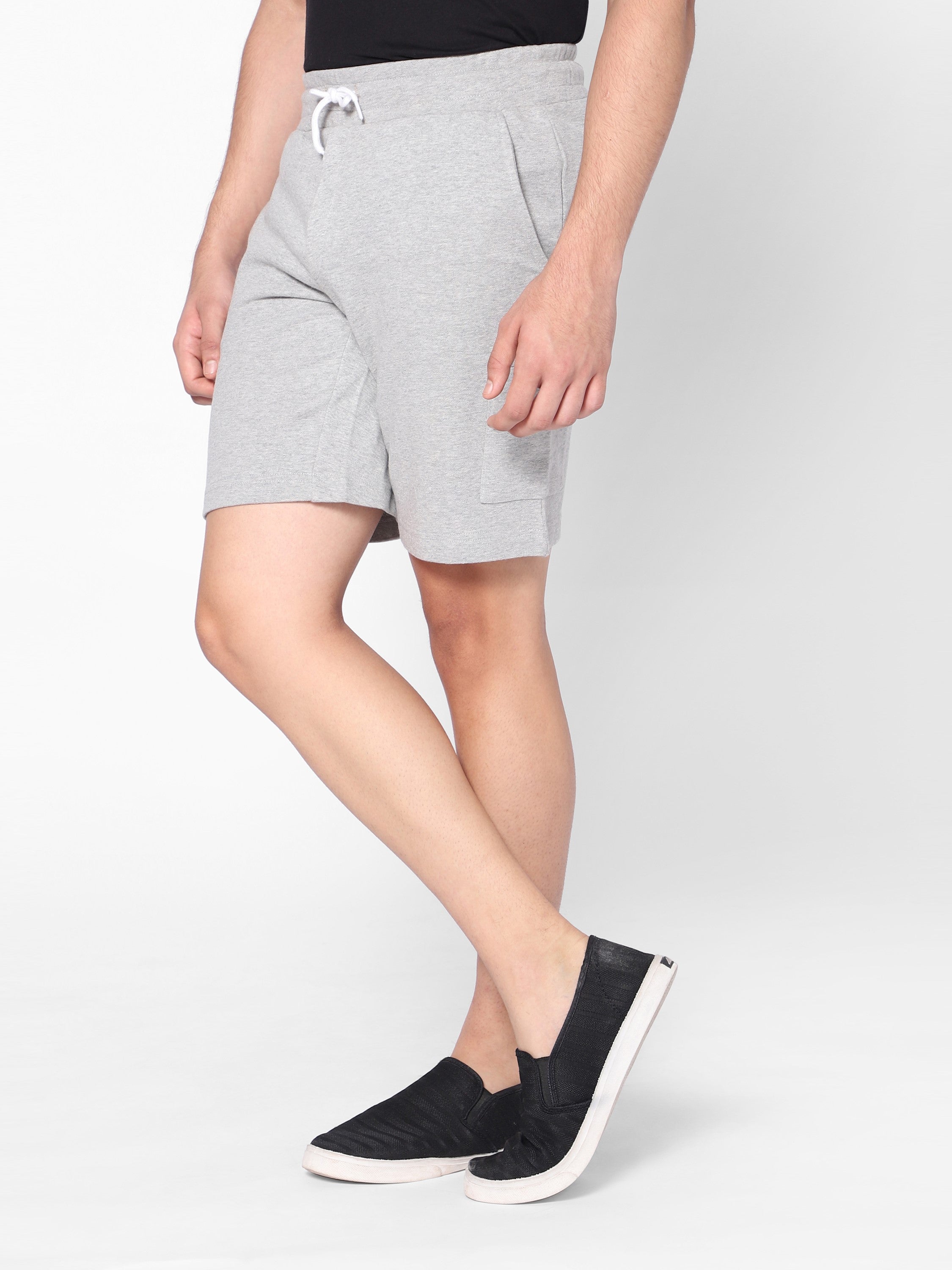 Boys Knit Shorts-Grey Melange'