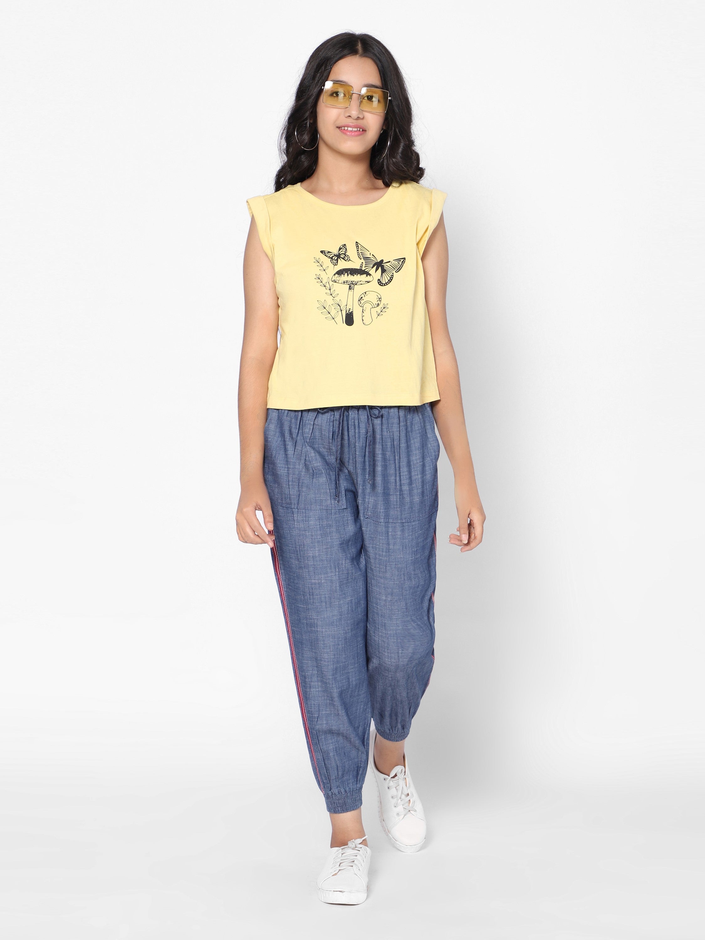 Girls Graphic Crop T-shirt Lemon