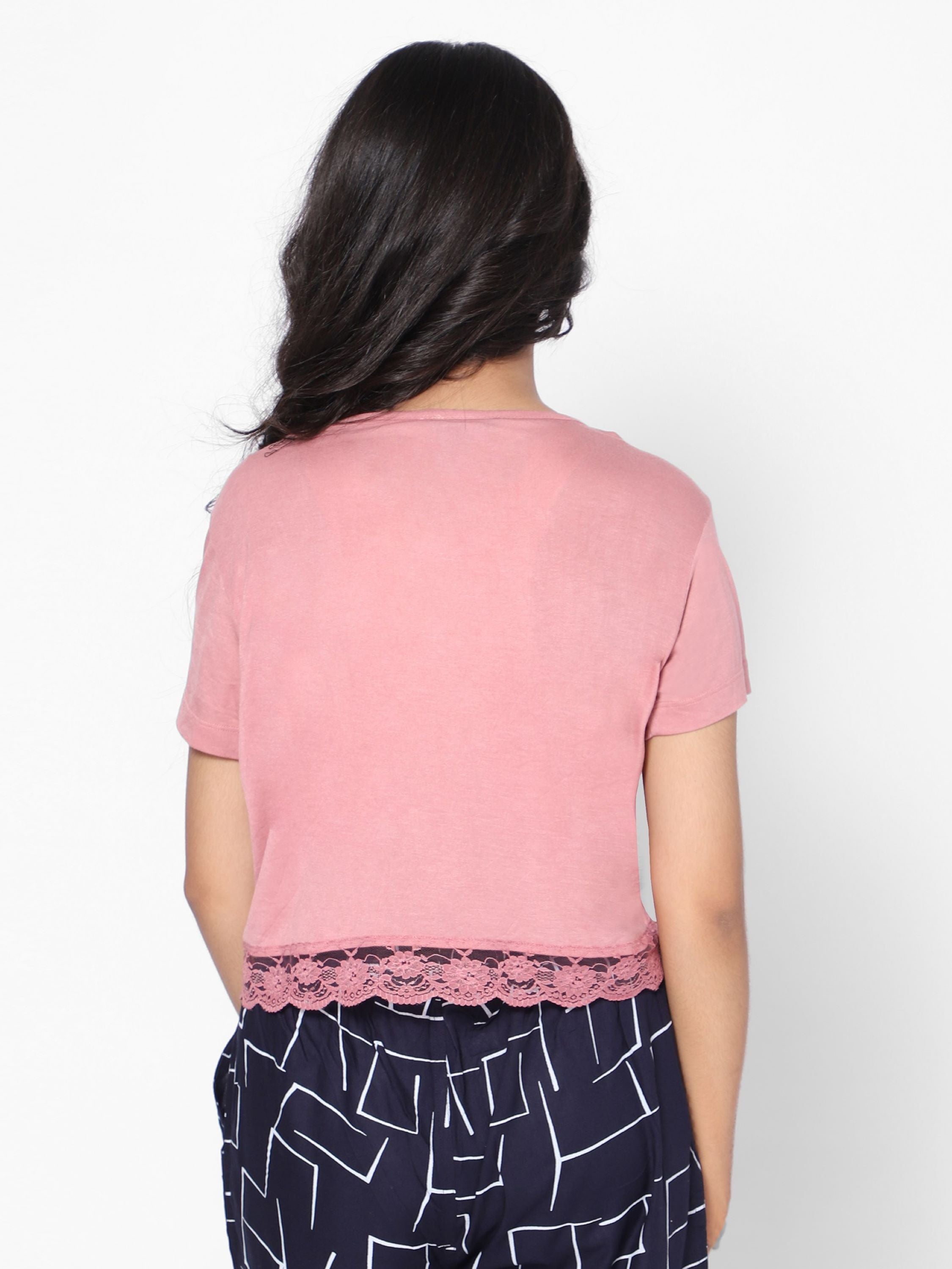 T-shirt with Lace Pink Top