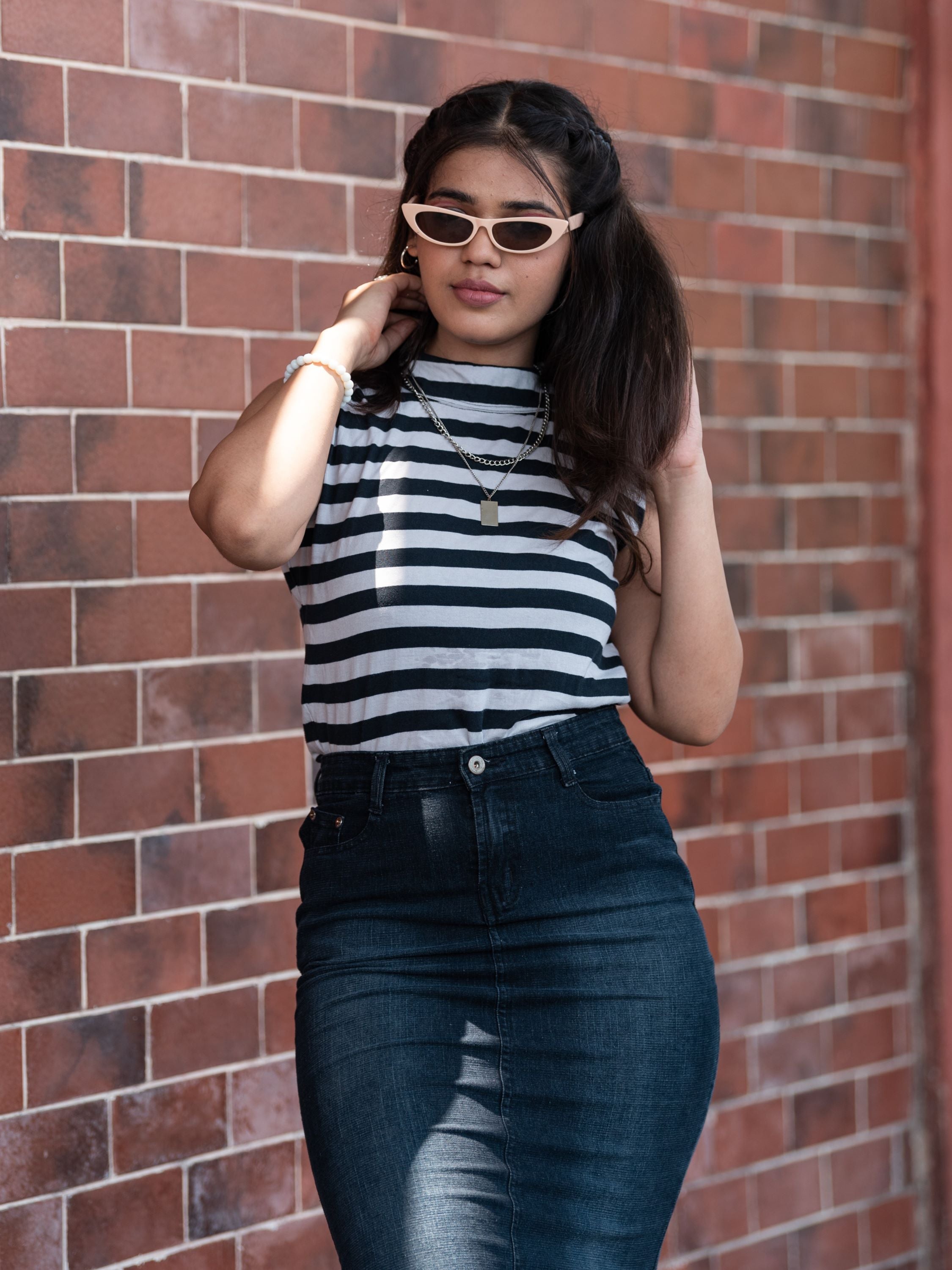 Girls Striped T-shirt Black & White