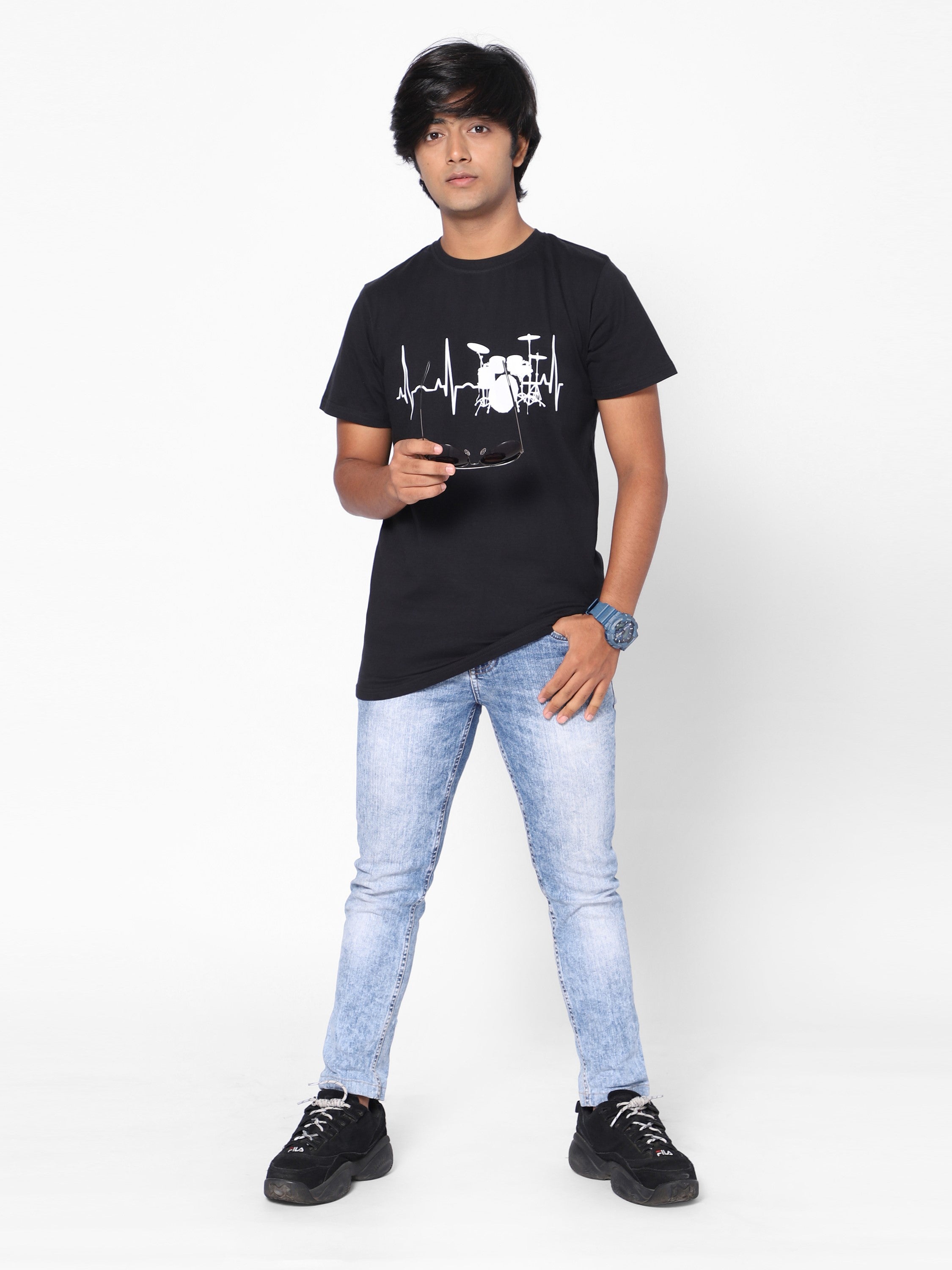 Boys Graphic T-shirt-Music-Black