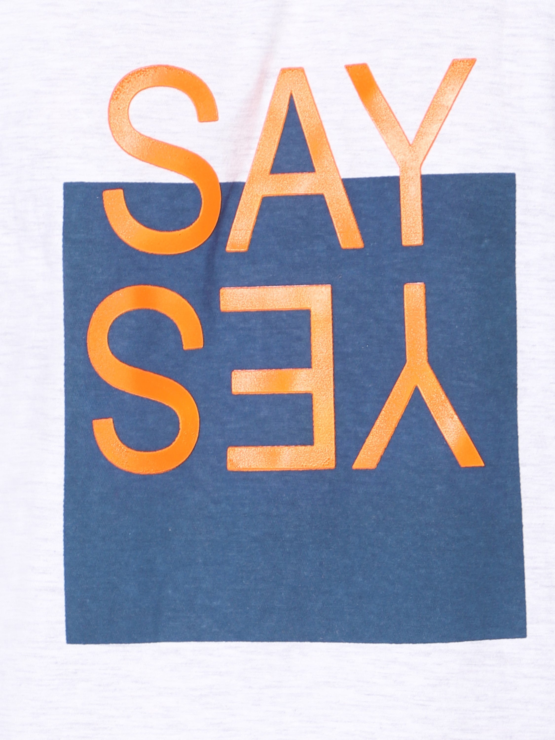 Boys Graphic T-shirt-Say Yes-Ecru melange