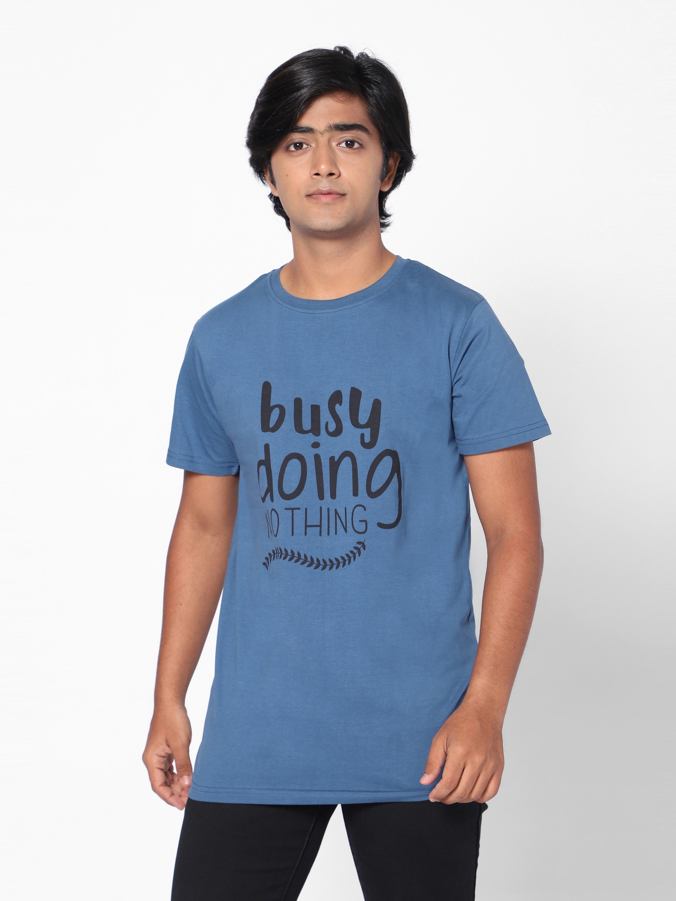 Boys Graphic Tshirt-Busy Doing Nothing-Diesel Blue