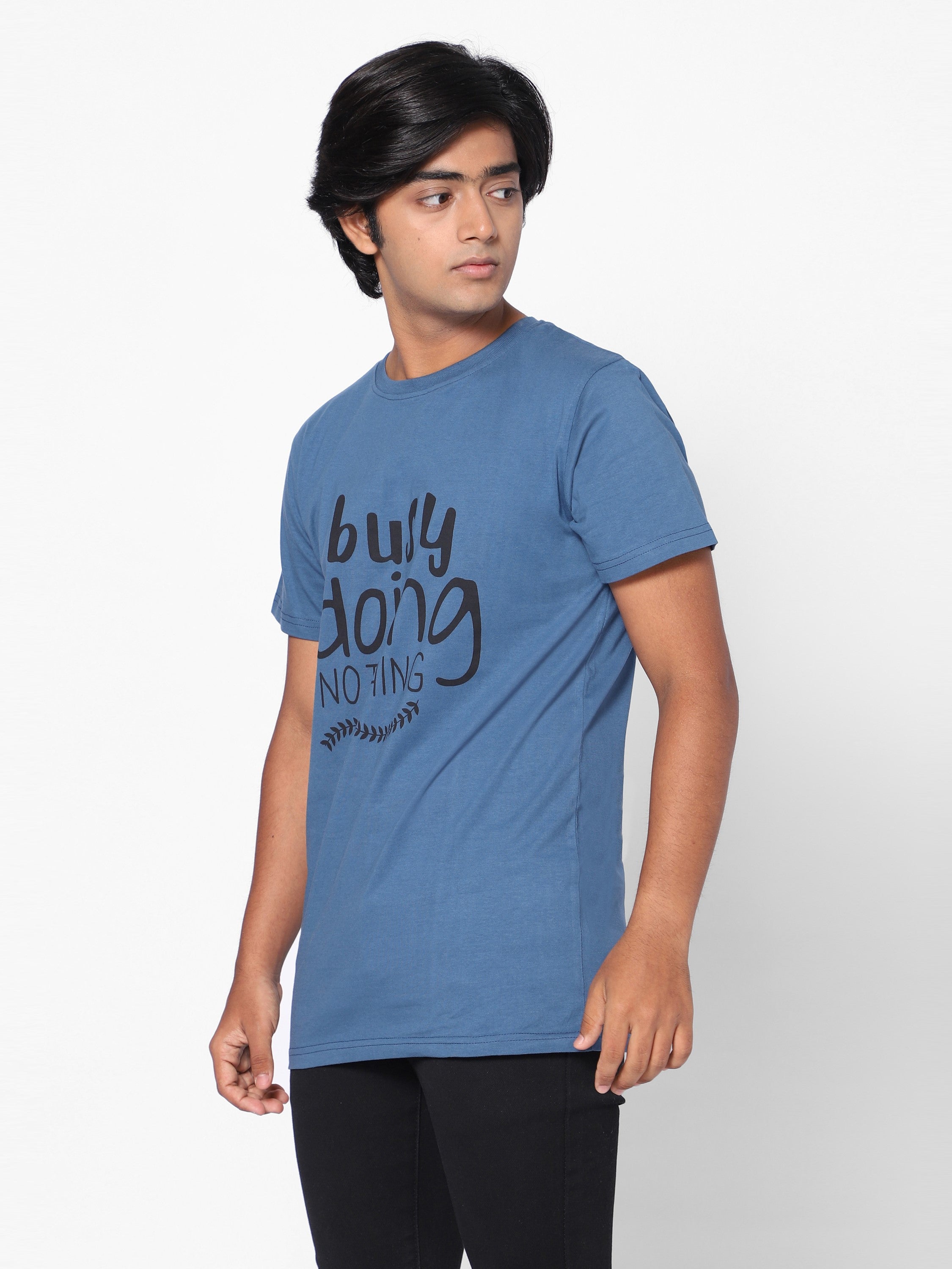 Boys Graphic Tshirt-Busy Doing Nothing-Diesel Blue