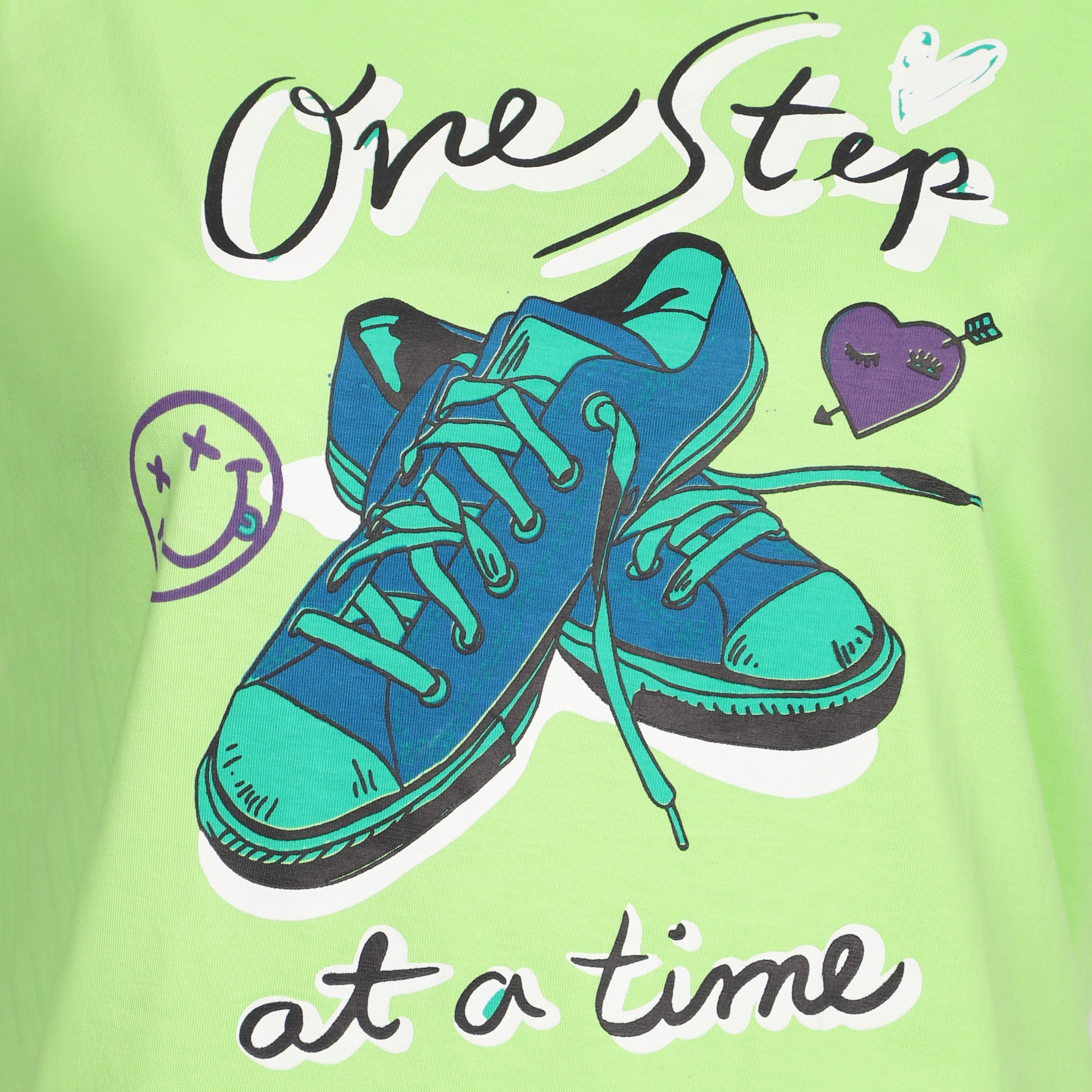 Girls Graphic T-shirt-One step-Lime