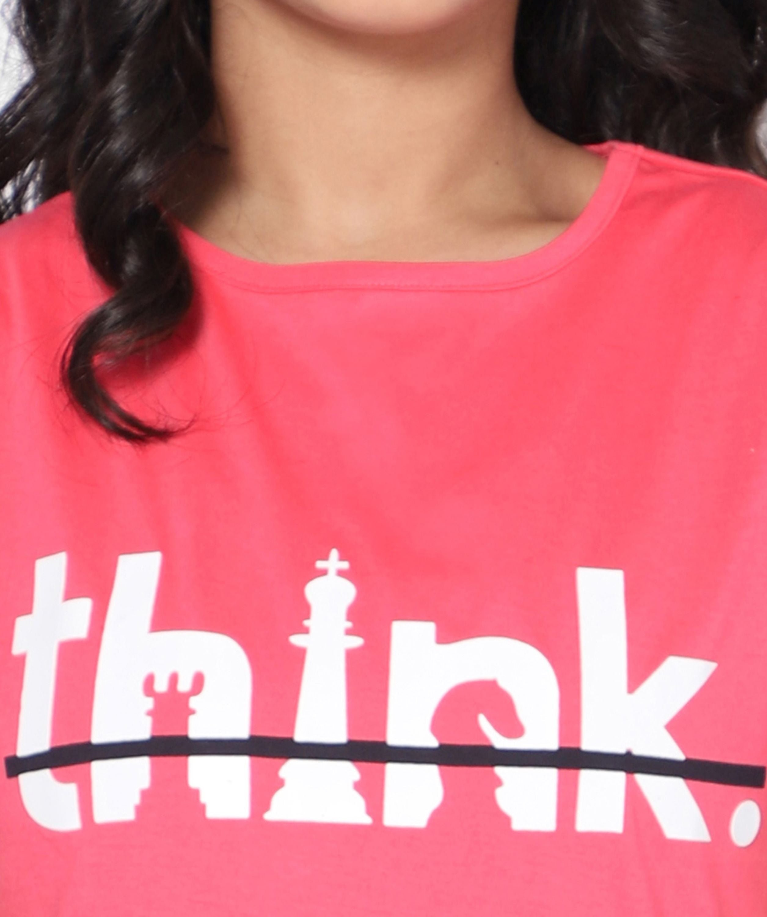 Girls Graphic T-shirt - Don't Think-Dk. Pink Success