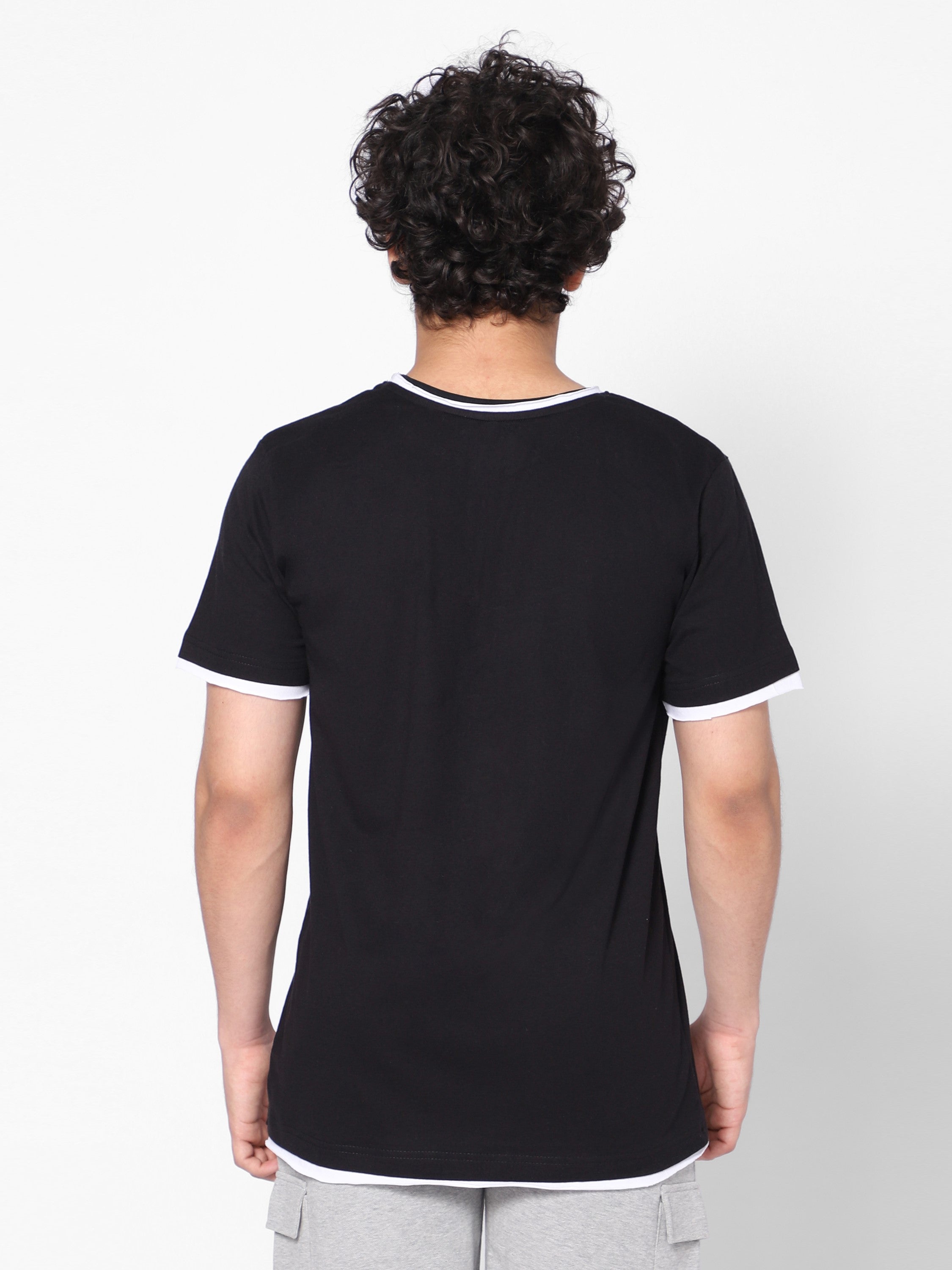 Oversized Double Layer Tshirt-Black