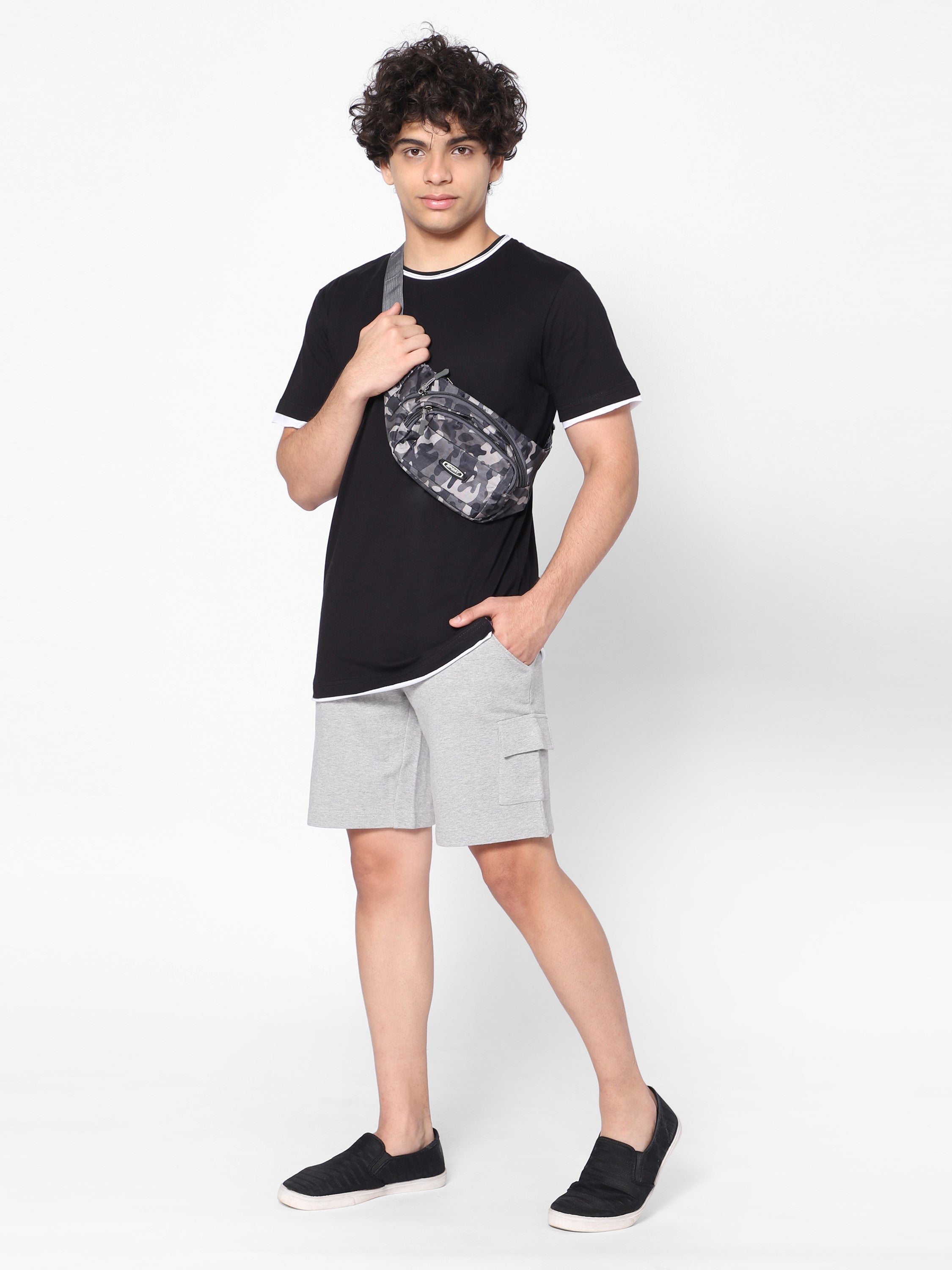 Oversized Double Layer Tshirt-Black