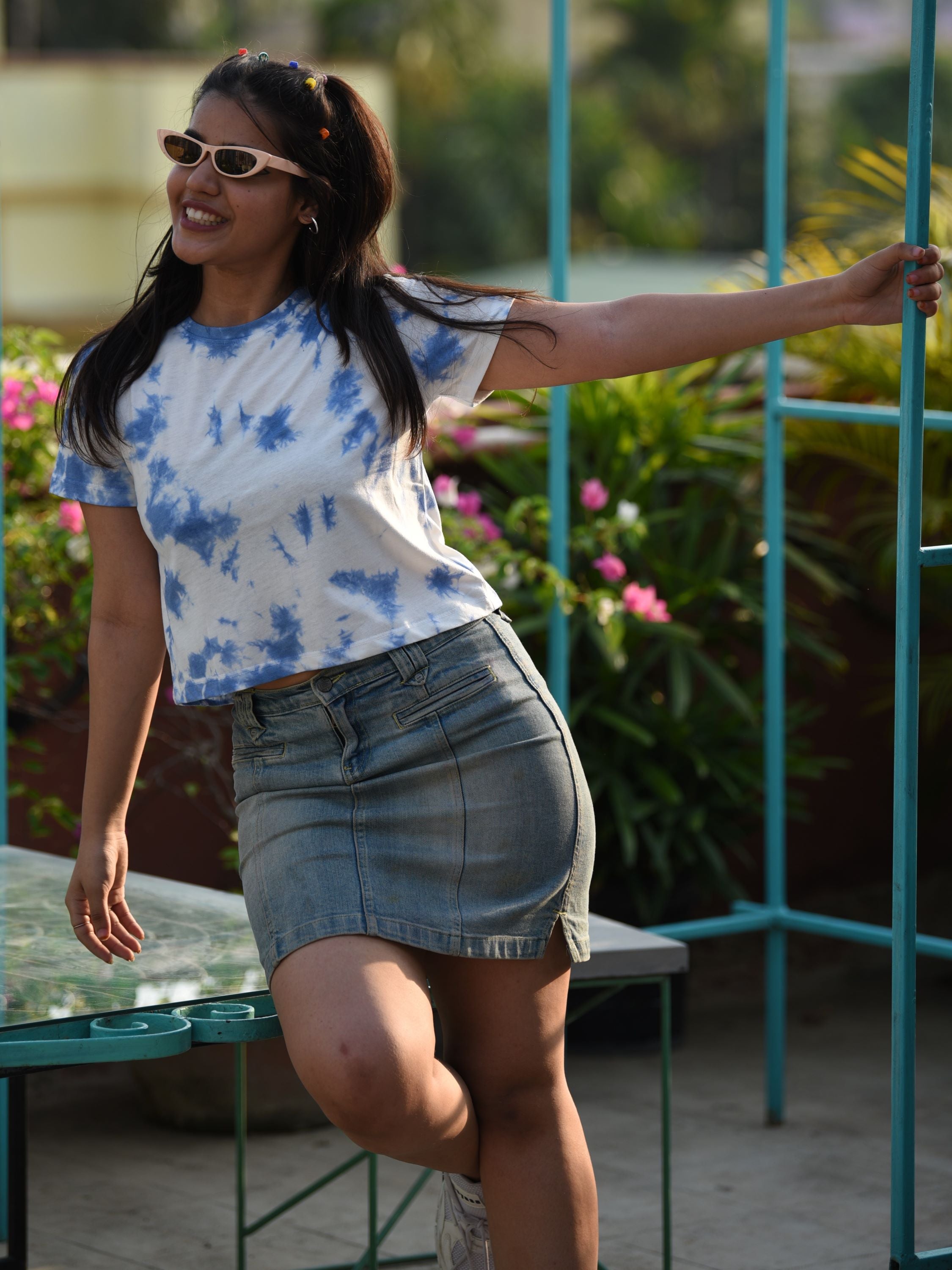 Tie & dye Crop Top, T-shirt-Blue