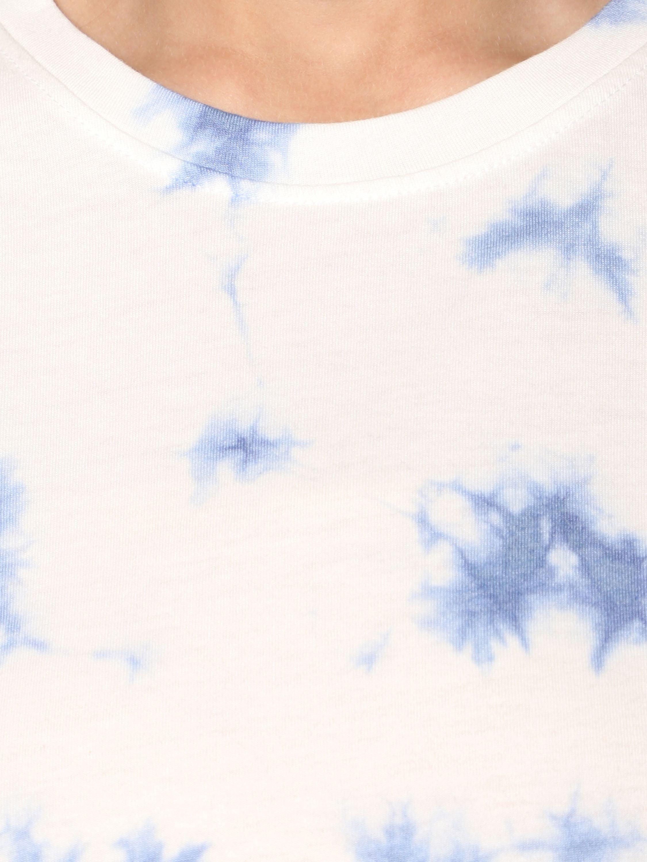 Girls Tie & dye Crop Top, T-shirt-White Blue