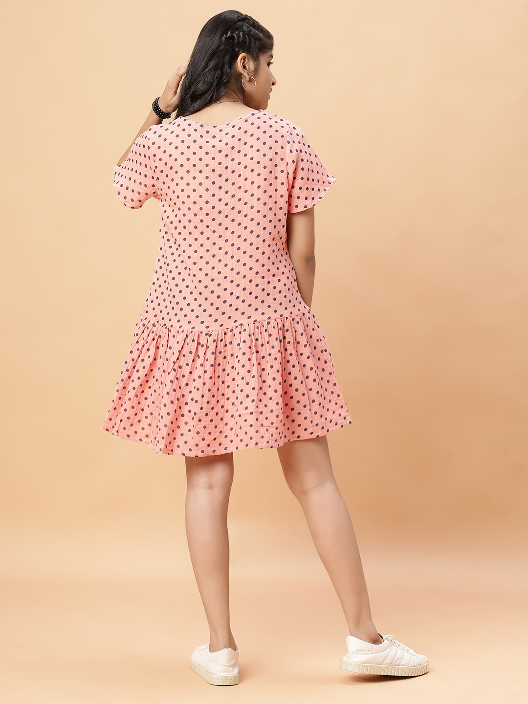 Polka Dot Dress-Peach