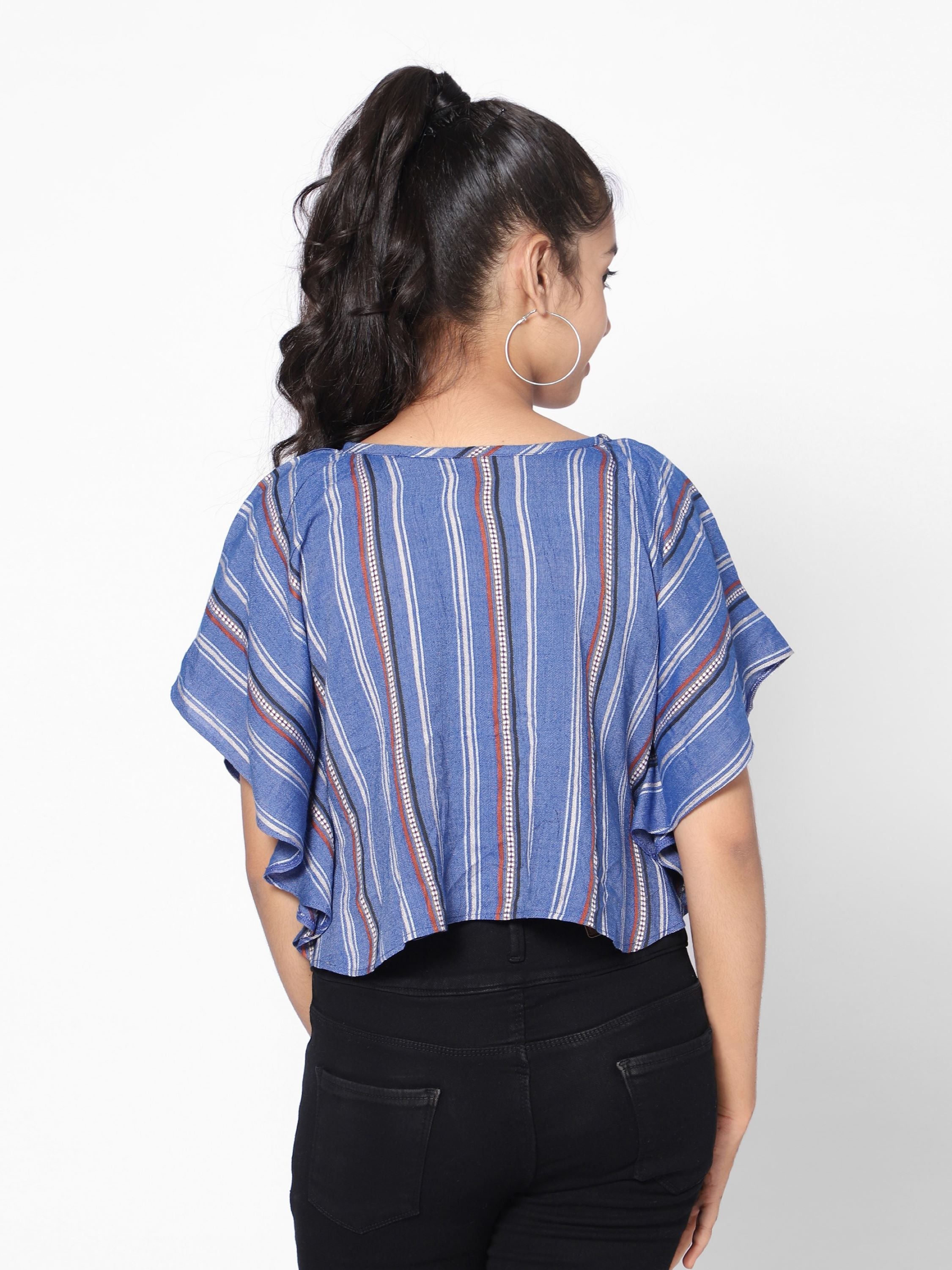 Yarn Dyed Stripe Top-Blue