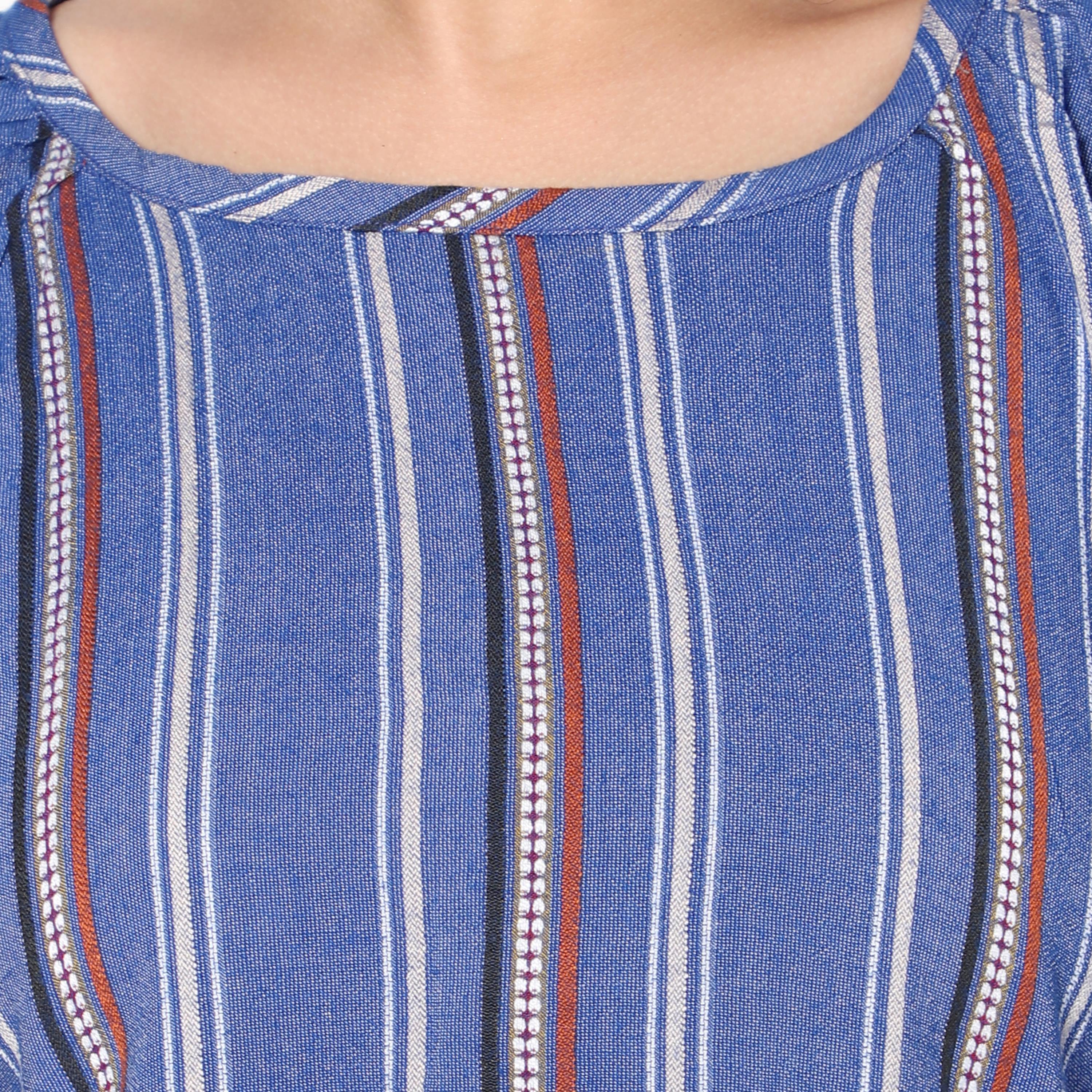 Yarn Dyed Stripe Top-Blue